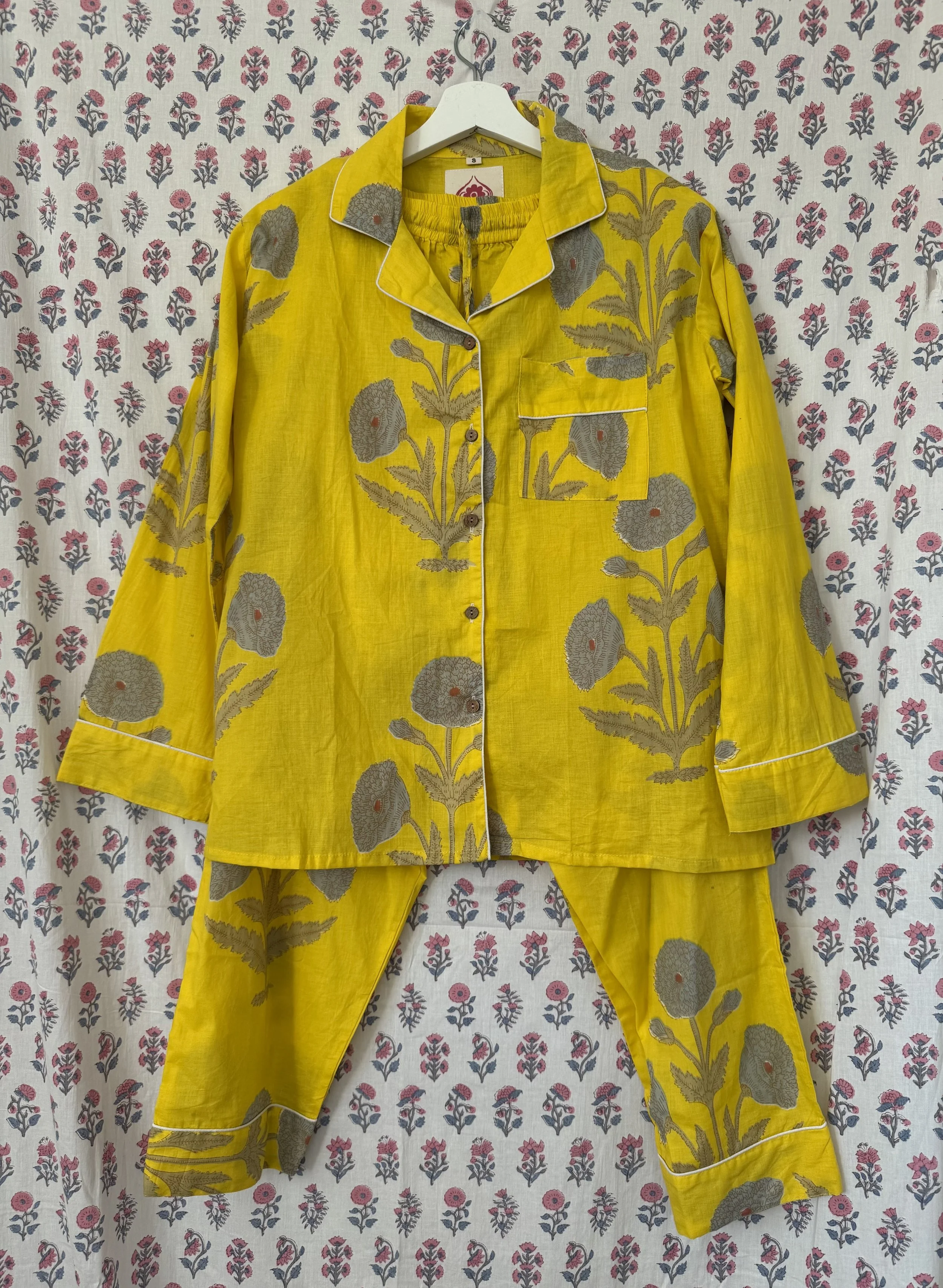 yellow poppy pajama set