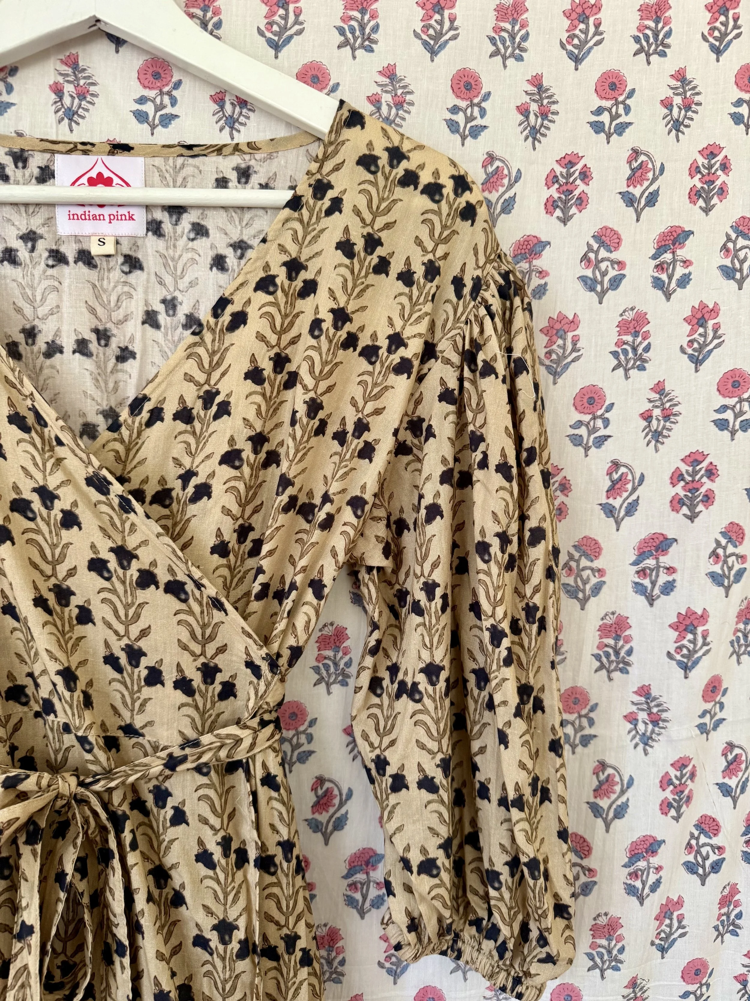 cream tulip wrap dress
