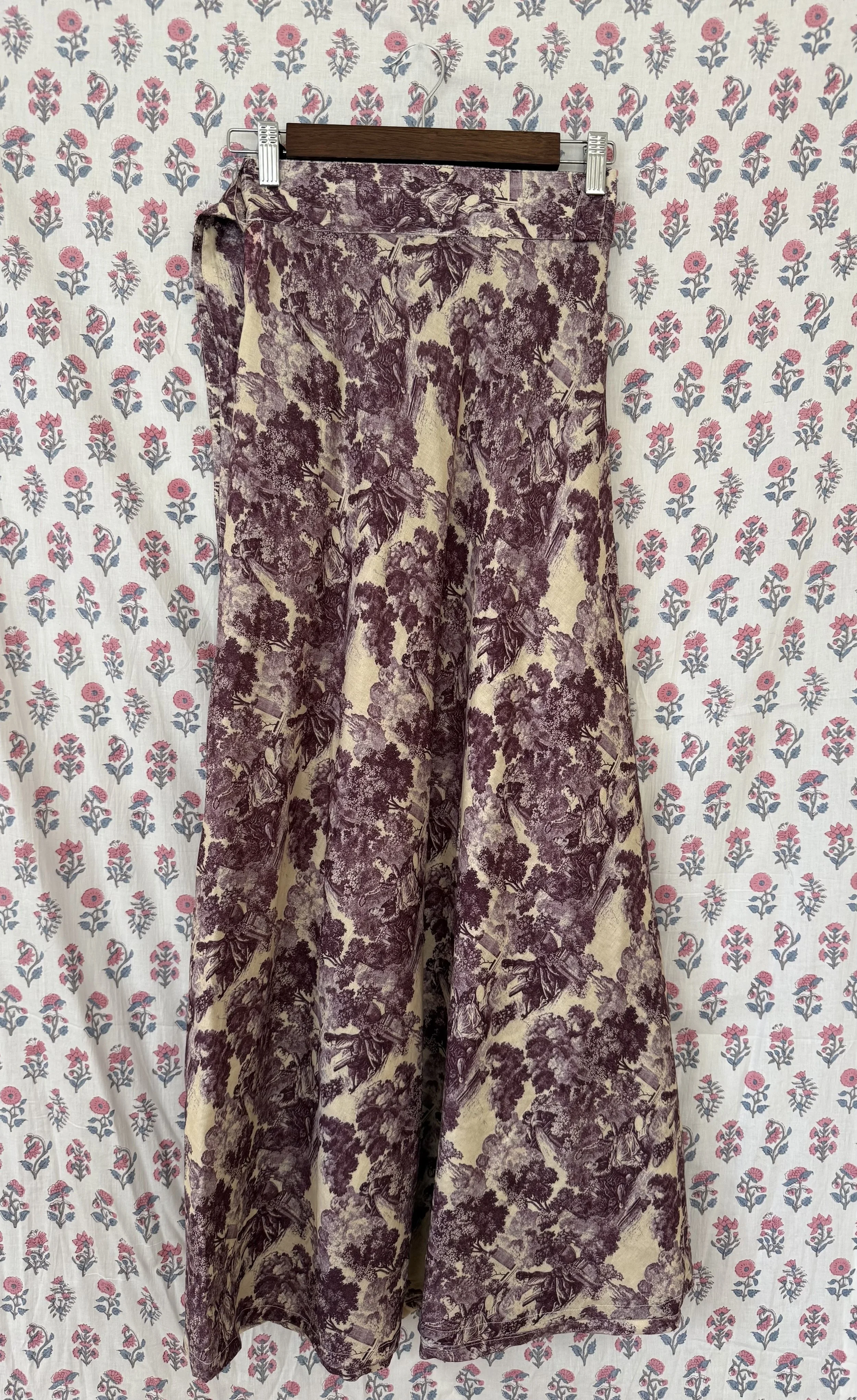 purple toile wrap skirt
