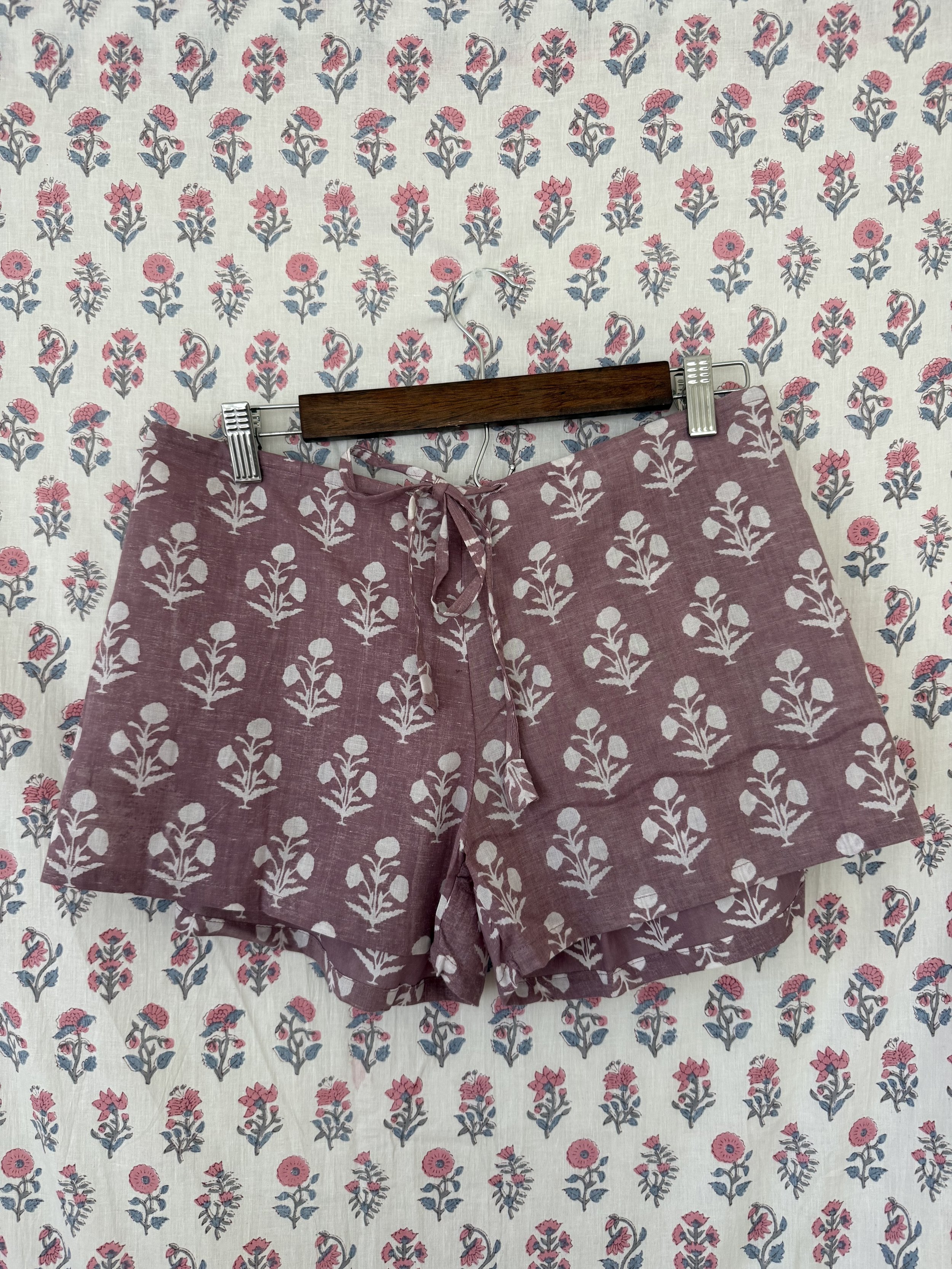 violet drawstring girlie shorts