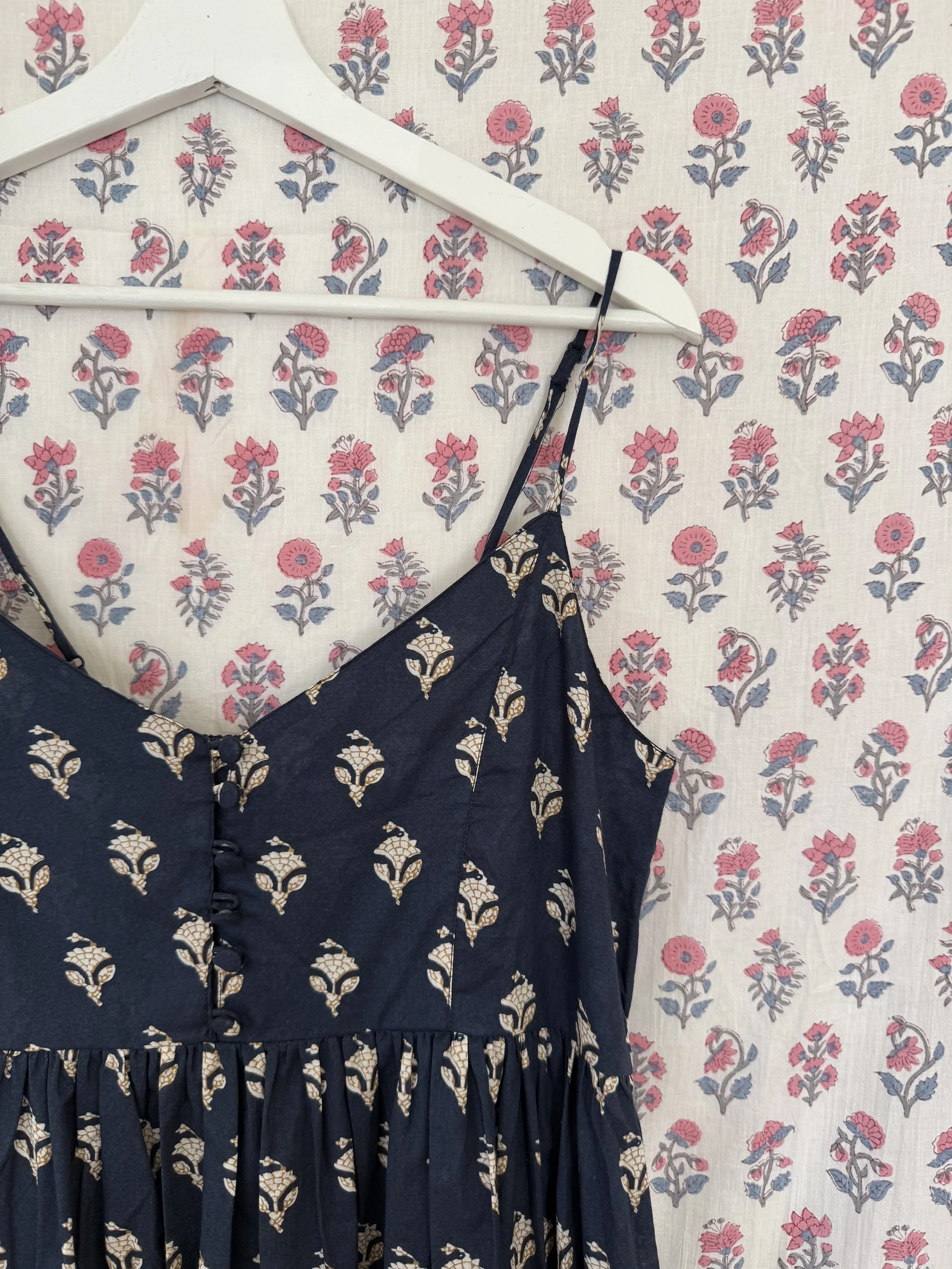navy fleur strappy dress