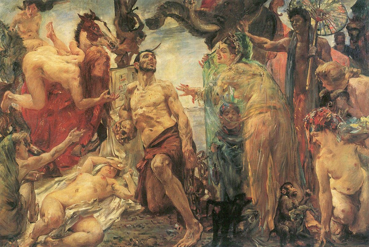 Lois Corinth (1858-1925), The Temptation of Saint Anthony (illustration after the Gustave Flaubert novel, 1908), oil on canvas, 135.3 × 200.3 cm. Tate Britain, London. Wikimedia Commons. 