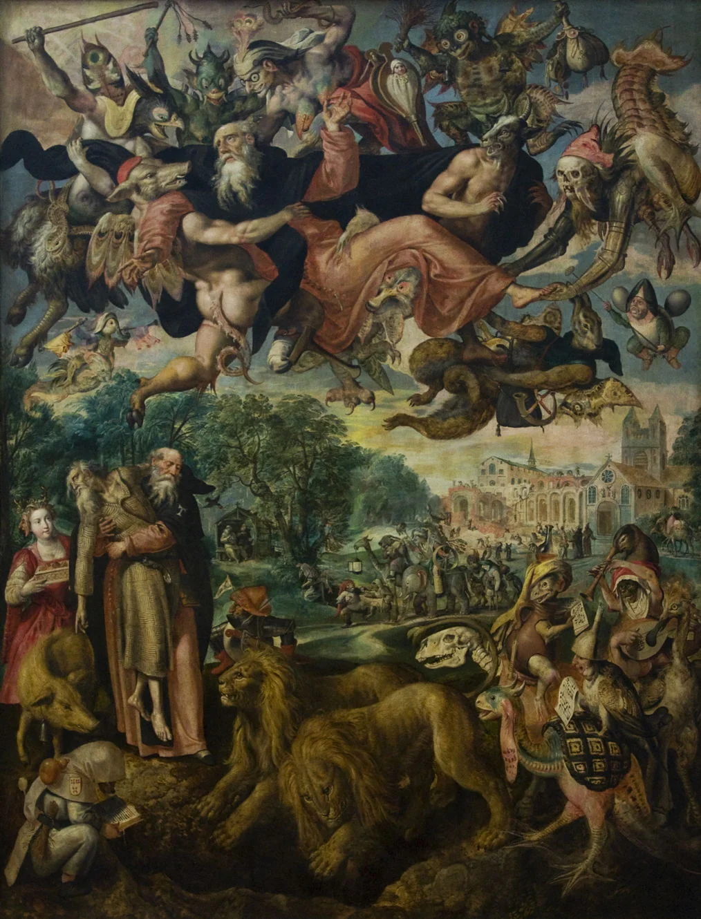 Maerten de Vos (1532-1603), The Temptation of Saint Anthony (1591-4), oil on panel, 280 x 212 cm. Koninklijk Museum voor Schone Kunsten, Antwerp. Wikimedia Commons. 