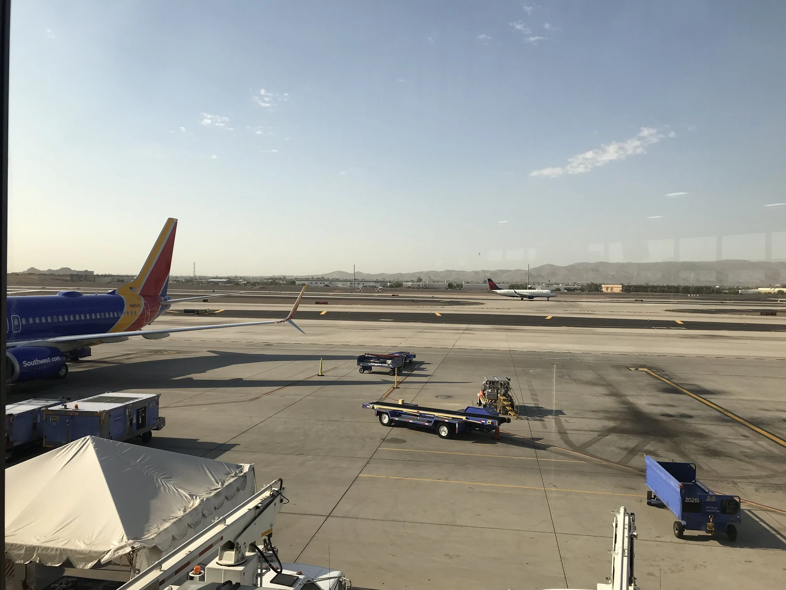 View of the tarmac from the window at the end of D Gate. 
