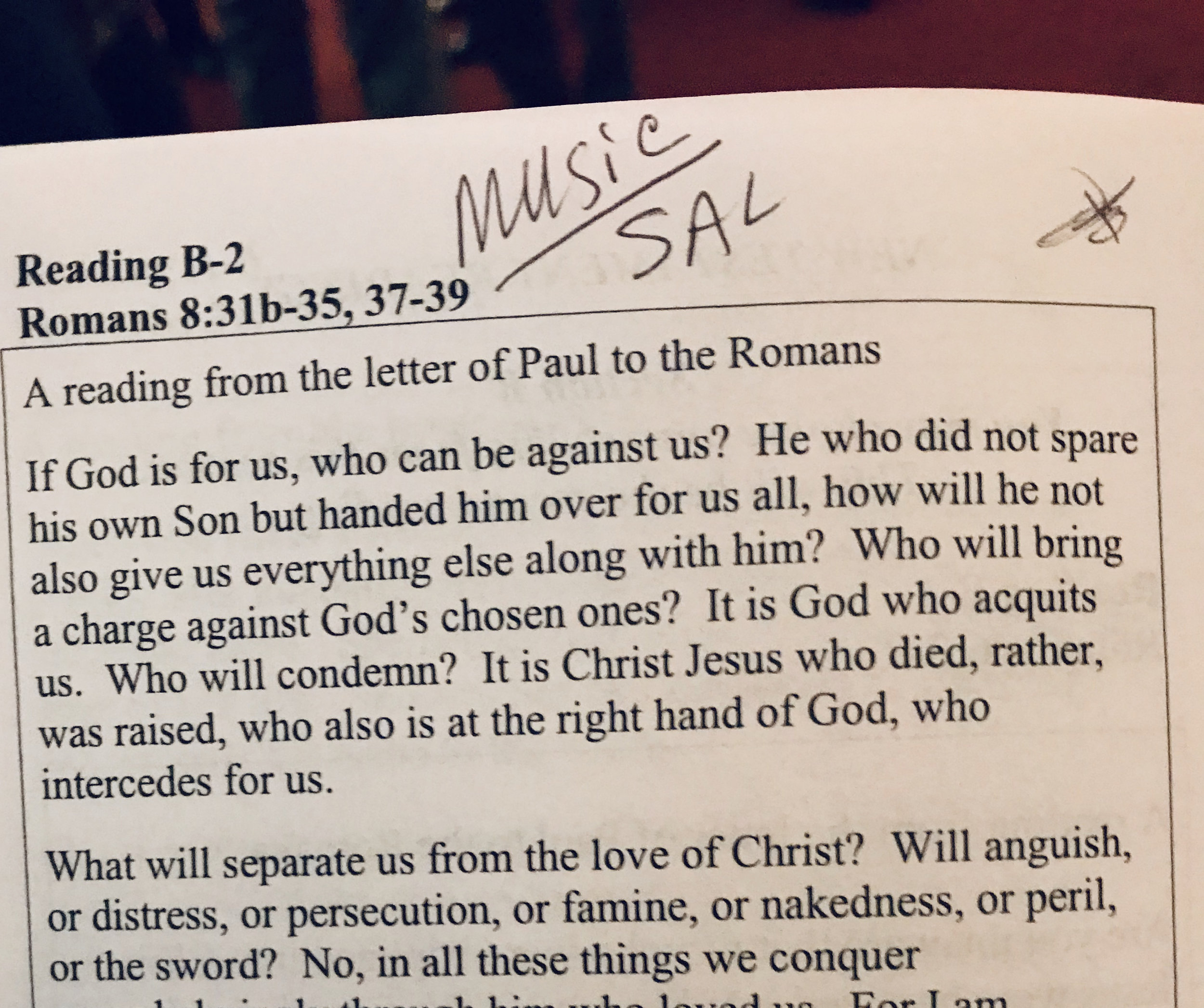 My reading from the funeral program in November.