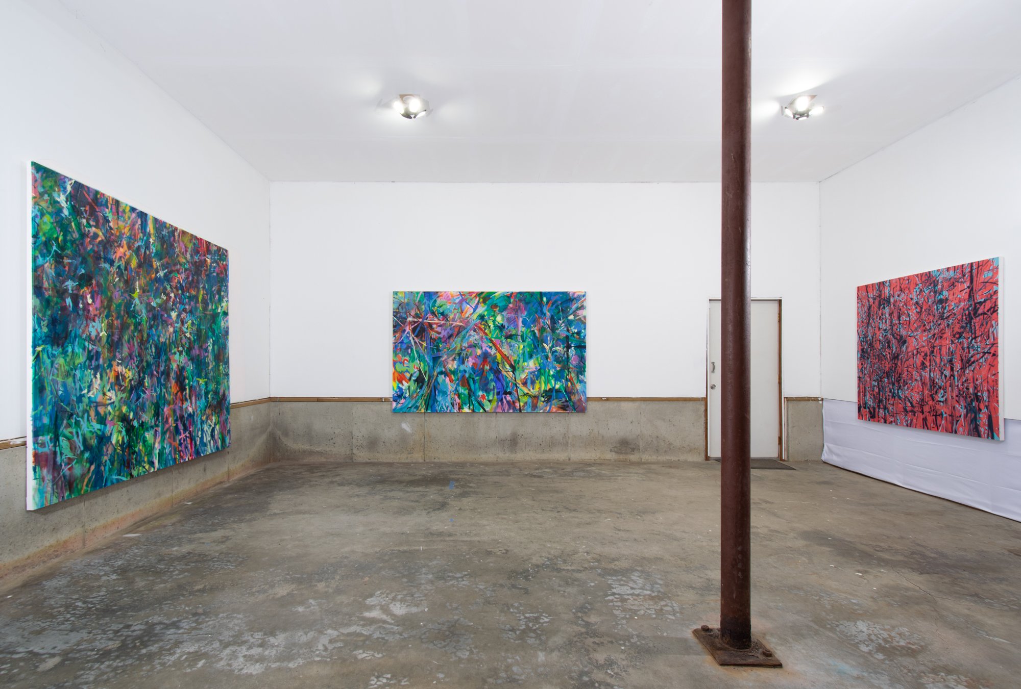 Left: Understory , 2025, acrylic on canvas, 80 x 84 inches
Middle: Thicket , 2024, acrylic on canvas, 60 x 96 inches
Right: Drift , 2024, acrylic on canvas, 59.5 x 59.5 inches