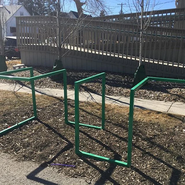 The bike rack at the Hall was donated by Past-President Mike Cundall and his family.