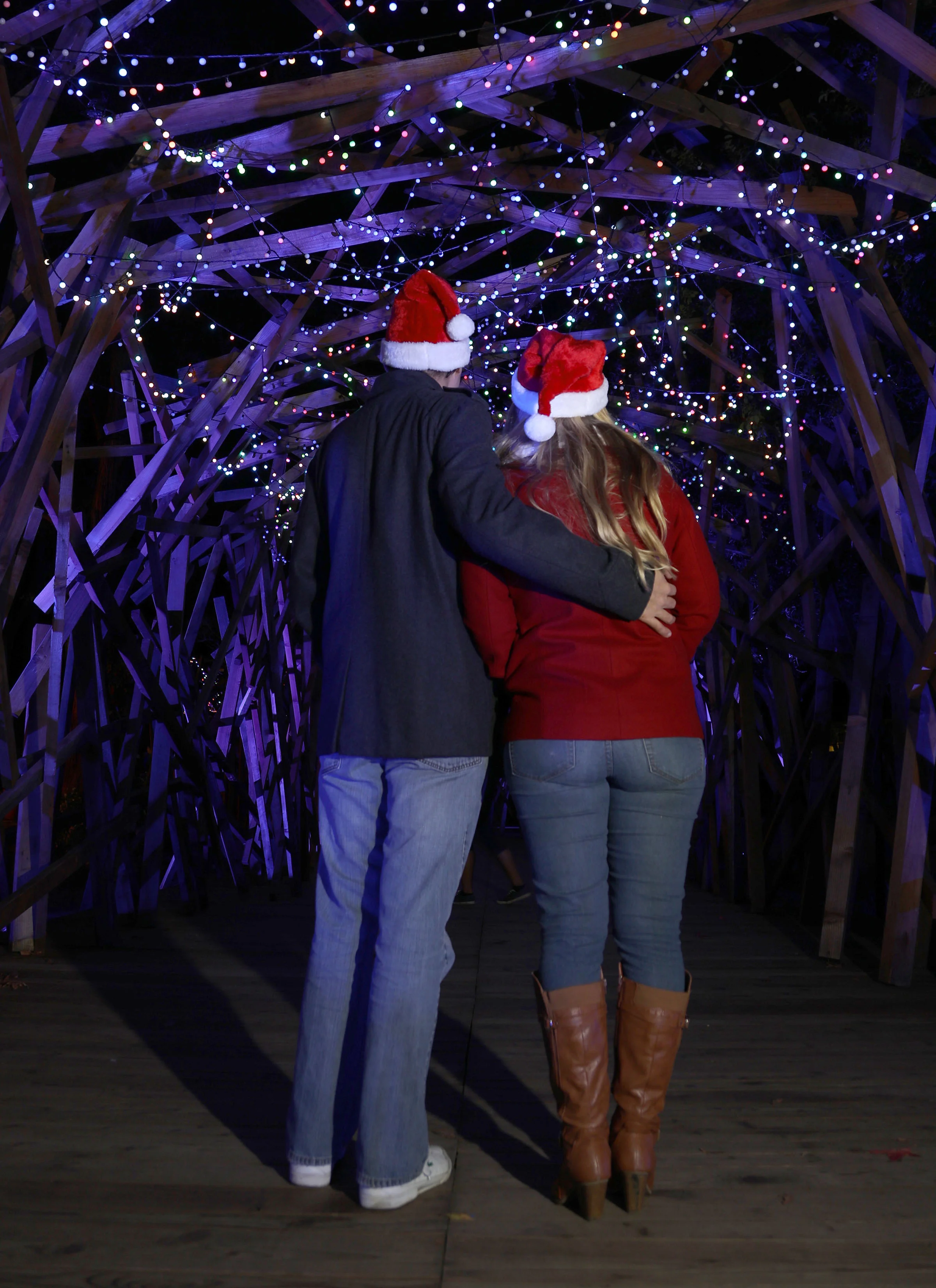 Lisa and Oliver Gantz stop to admire the lights at the LA Zoo Lights on Tuesday Nov. 29, 2016.