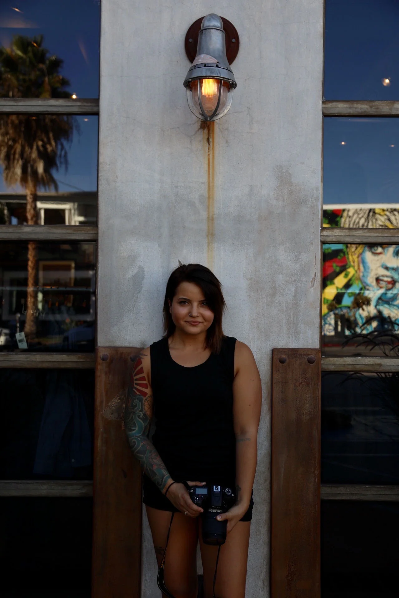 Laura Pavlakovich, founder of the nonprofit “You’re Just My Type” standing in front of a old garage, while on a shoot in Los Angeles on Nov. 3, 2016.