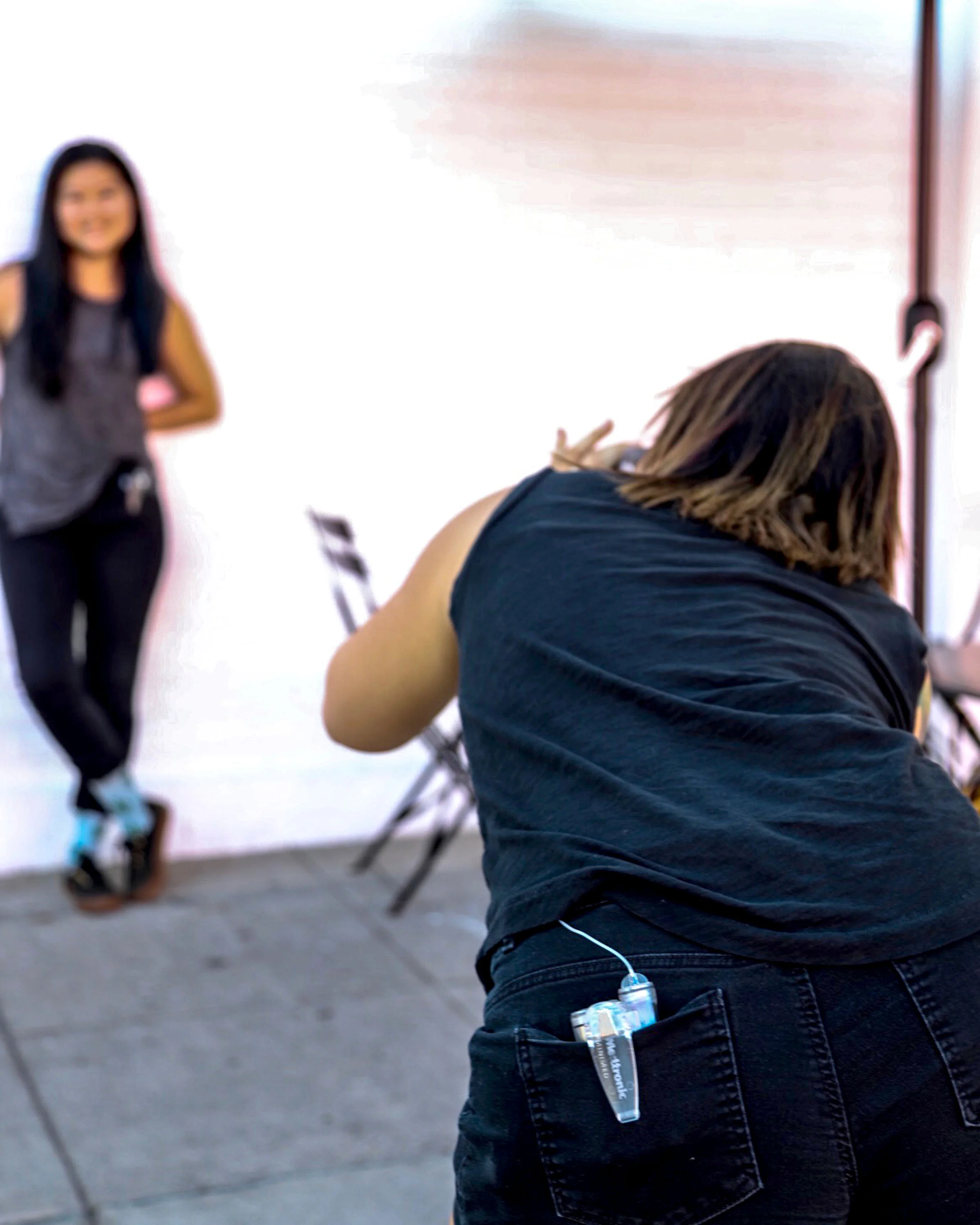 Laura Pavlakovich, founder of the nonprofit “You’re Just My Type” photographs Allison, a type 1 diabetic while her pump sits in her back pocket, in Los Angeles on Nov. 3, 2016.