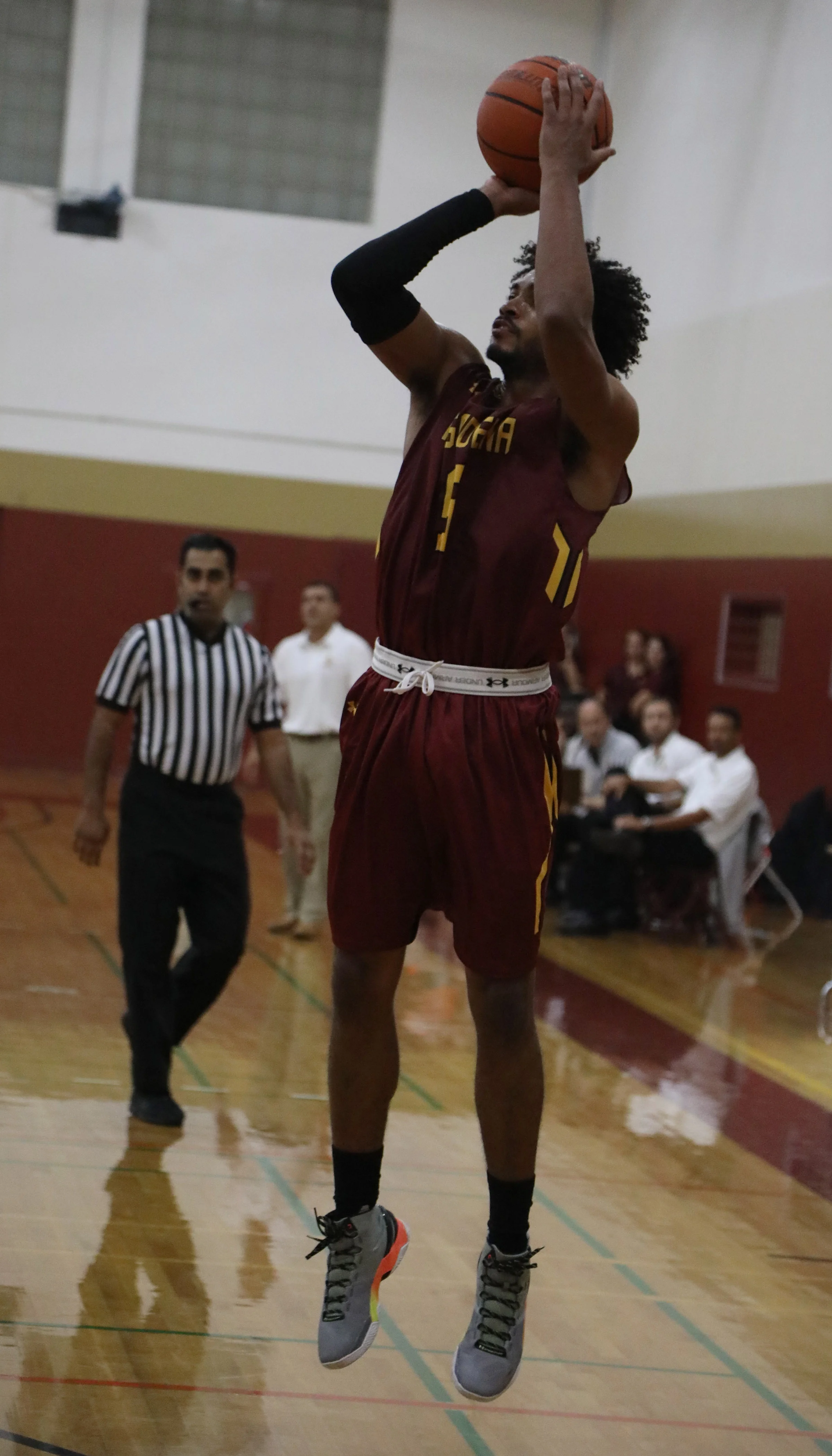 Todd Barnes of PCC shoots a three during PCC’s 73-59 Loss at Glendale on Nov. 22, 2016.