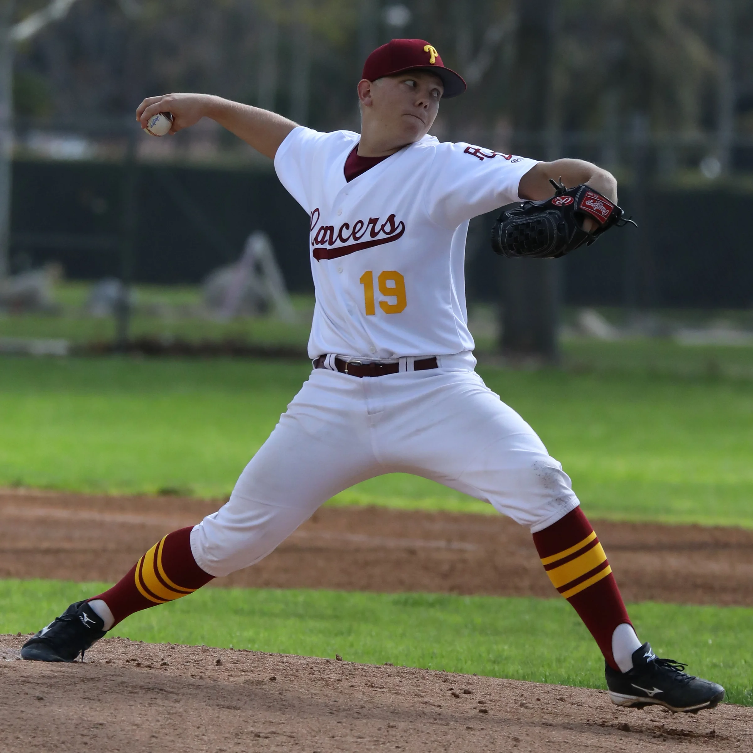 Michael Watkins/ Courier Race Gardner throws a pitch during the Lancers 3-2 win over Cerro Coso College on Wednesday Feb. 22, 2017.