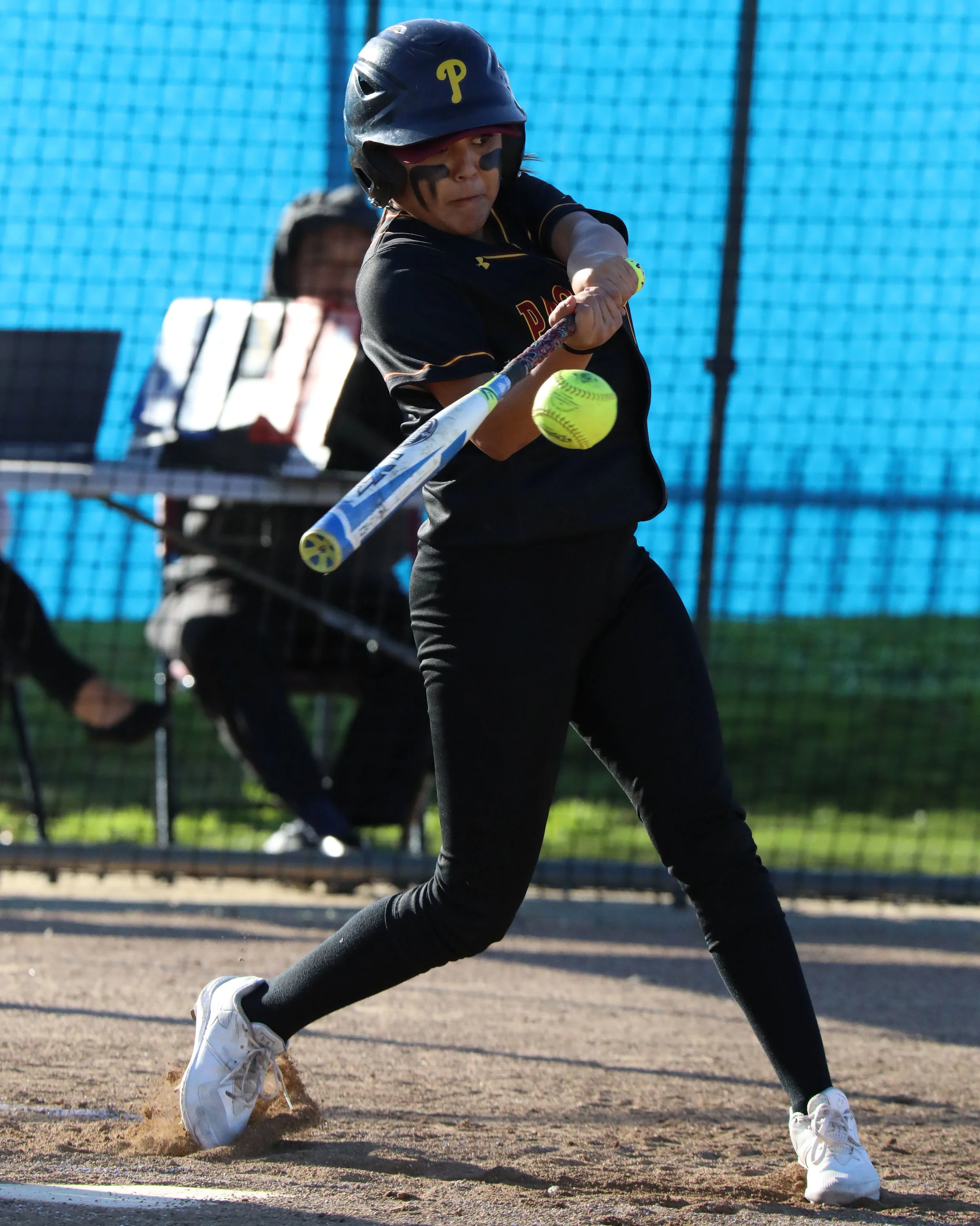 Michael Watkins/ Courier Jazmine Cabrera of Pasadena City College connects for a single during PCCs 14-0 win against El Camino College Compton Center on Thursday Feb. 24, 2017.