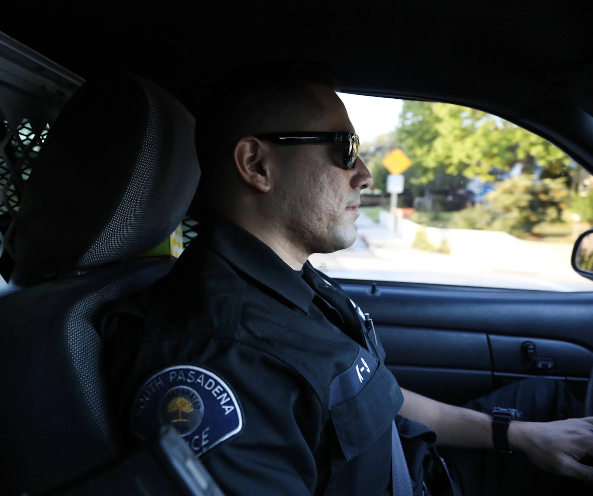 Michael Watkins/ Courier Officer Chris Perez of the South Pasadena Police Department follows a suspect on a bike before stopping him on April 20, 2017.