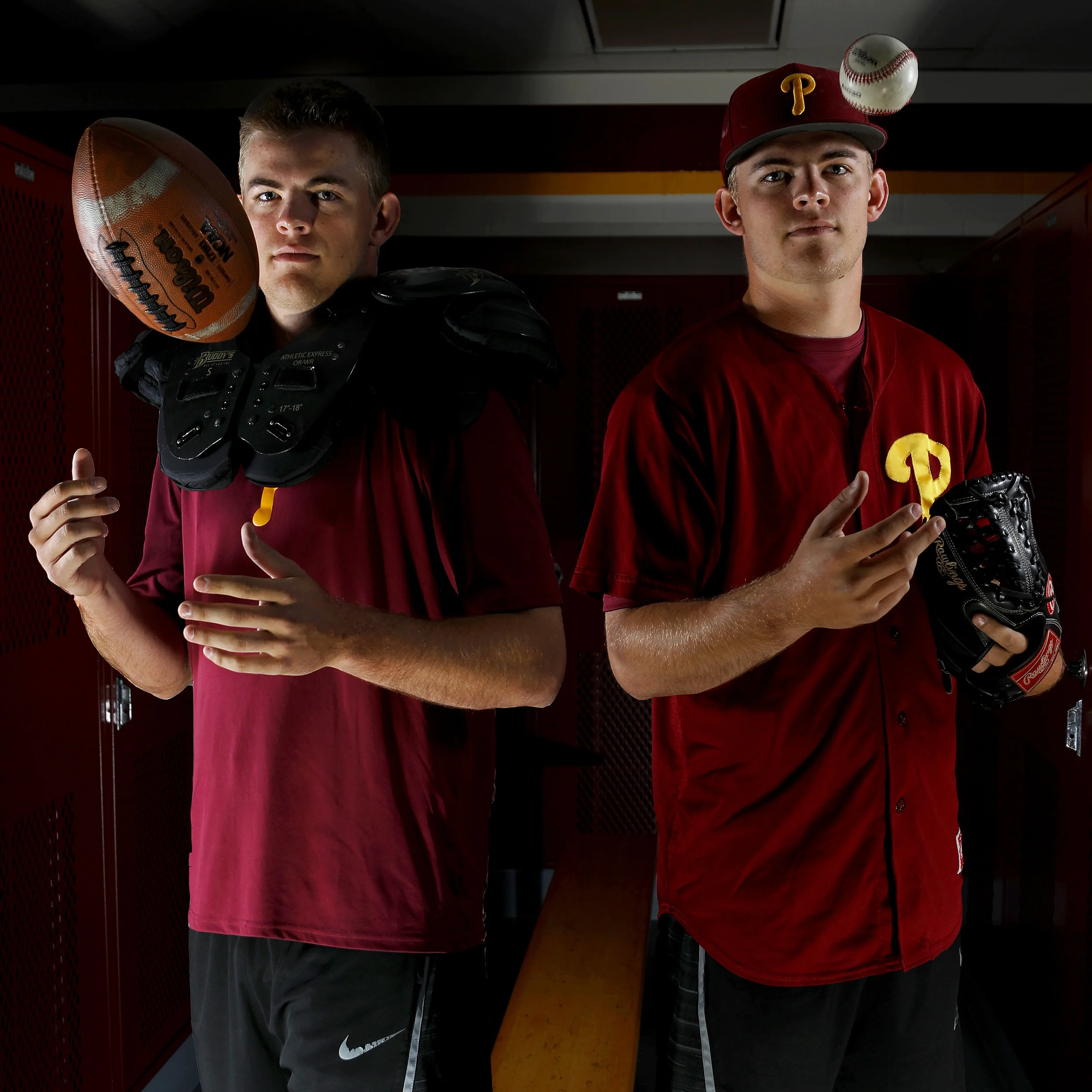 Michael Watkins/ Courier A composite portrait of Jesse Hanckel, starting quarterback and pitcher for Pasadena City College.