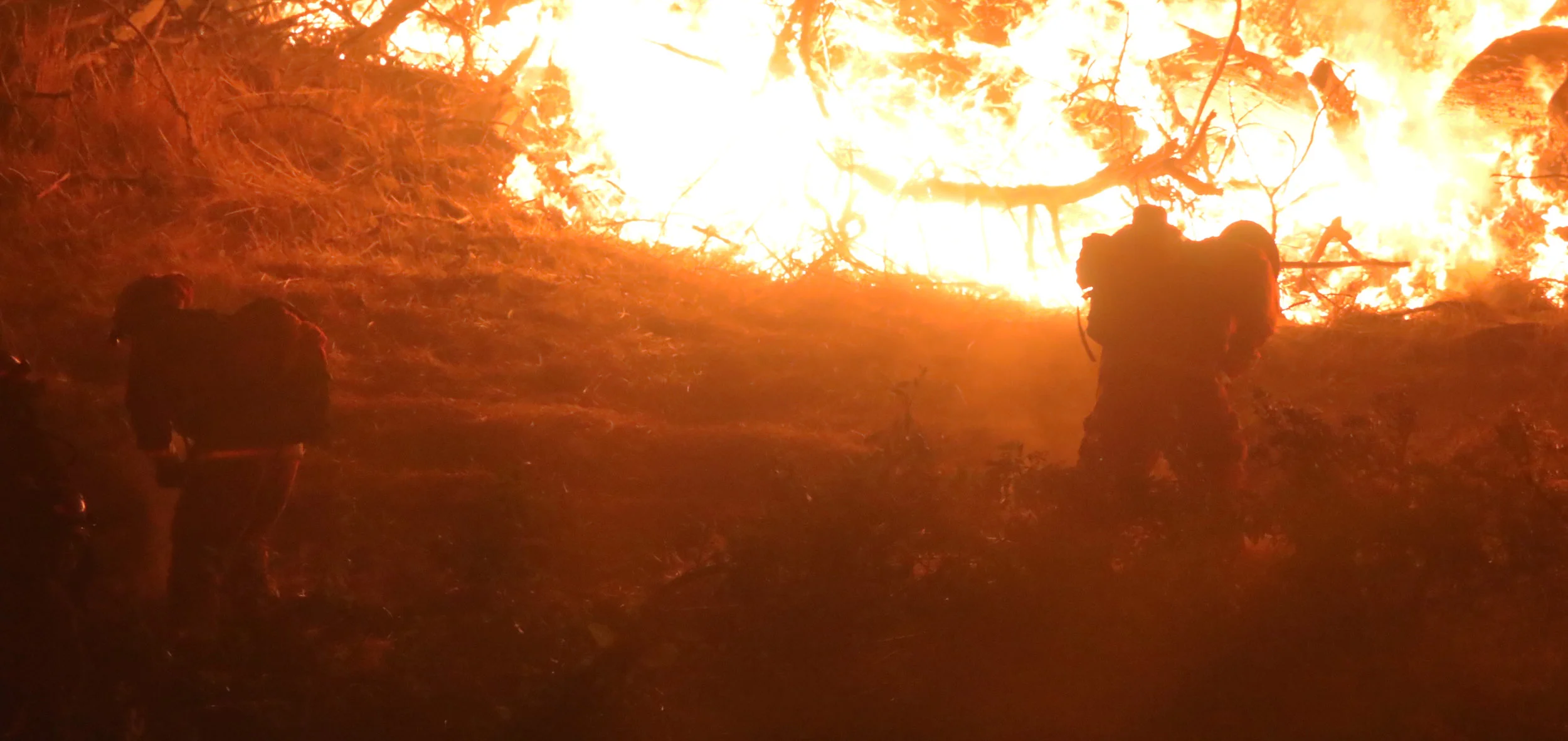 Michael Watkins/ Courier Fire Fighters from the Ventura County Fire Department work to cut firelines during the Thomas Fire in Santa Paula, Calif. in the early morning hours on tuesday December 5th, 2017. 