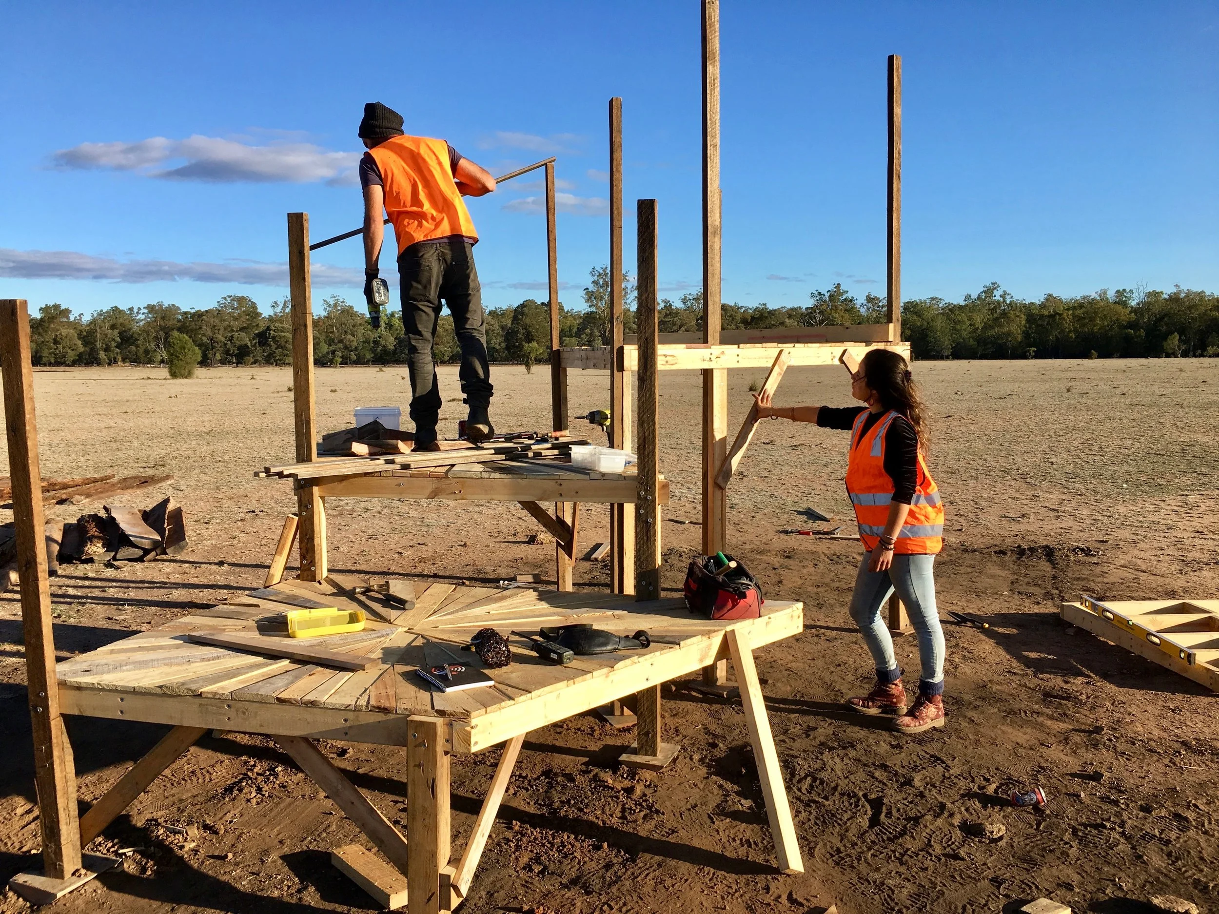 12pm: James begins work on the ballustrades - Maneh suggests it might be easier to figure out after a bite of lunch