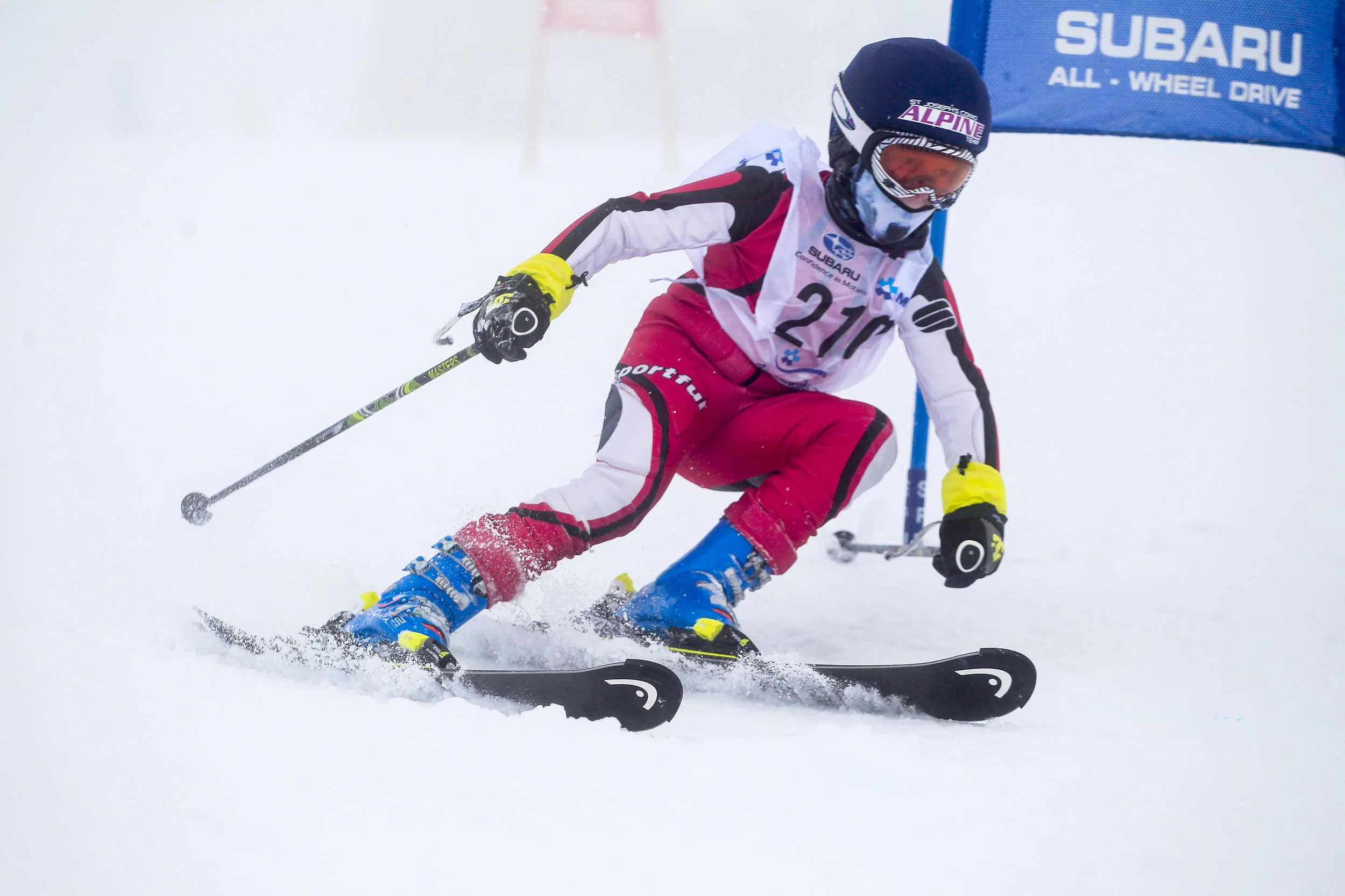 Dash competing in the soup that was the Interschools Nationals at Mt Buller