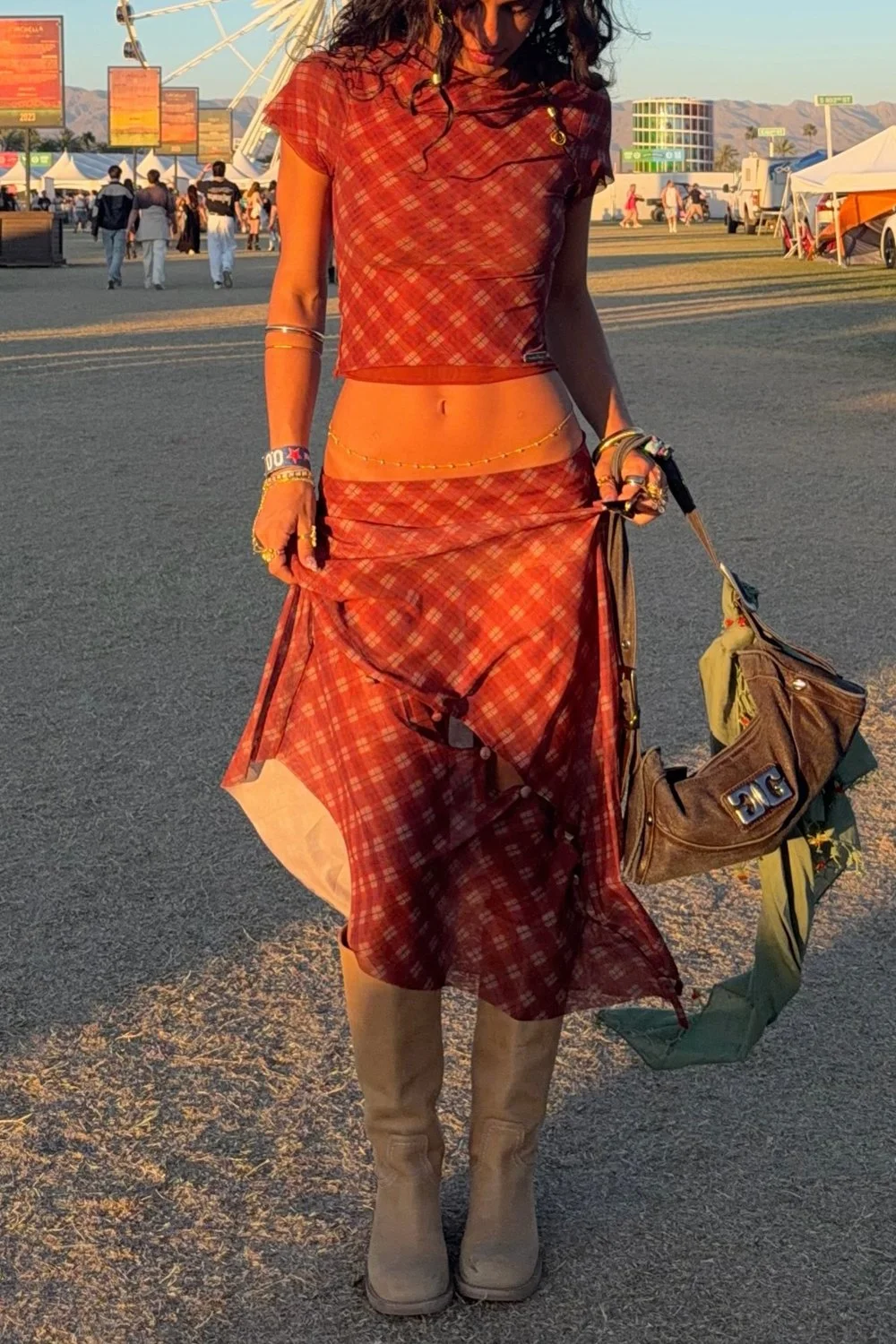 @sofiamuse in House of Sunny Retro Check Mesh Skirt