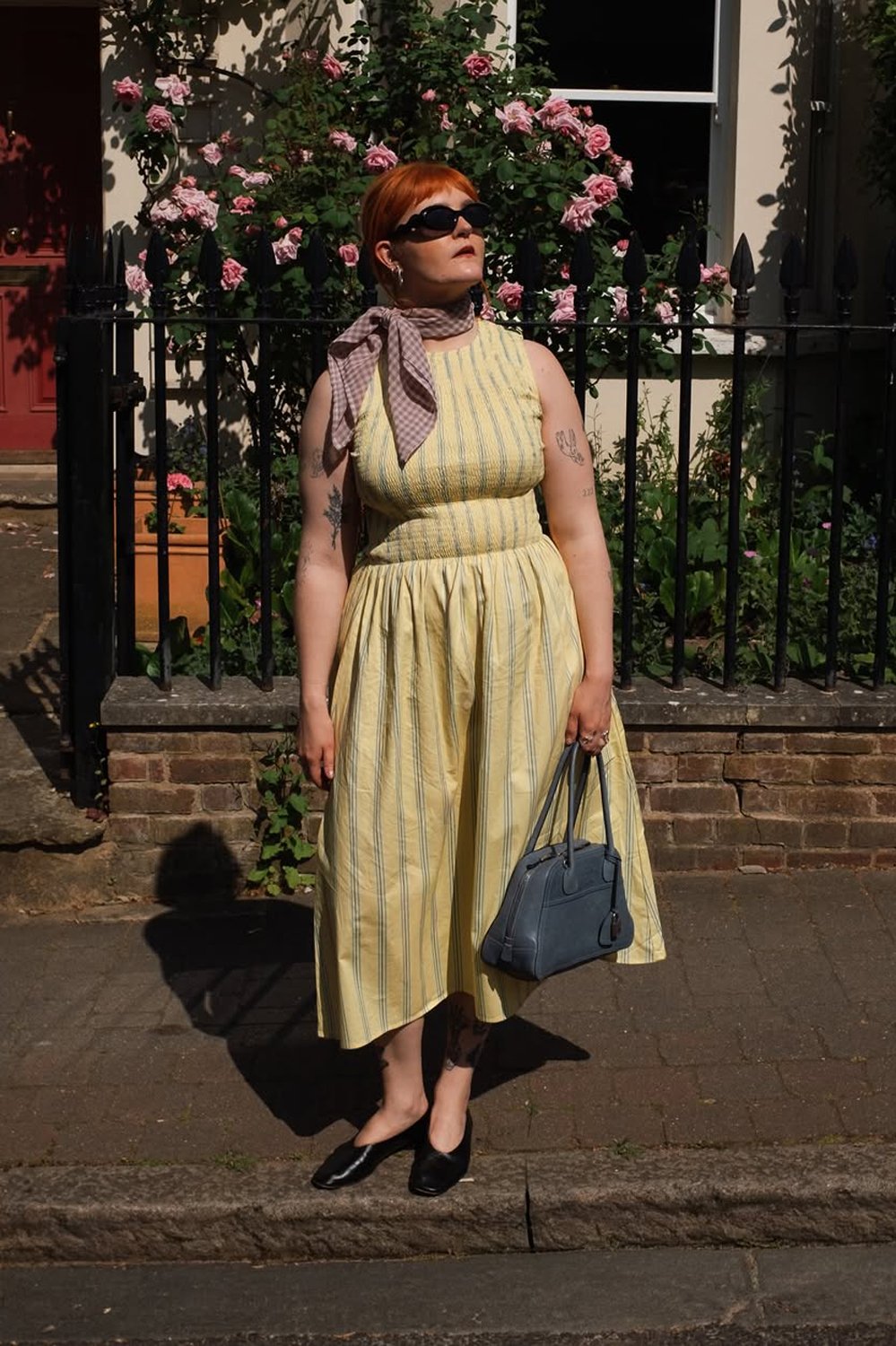 @lucyroseford in House of Sunny Striped Ruched Mesh Dress