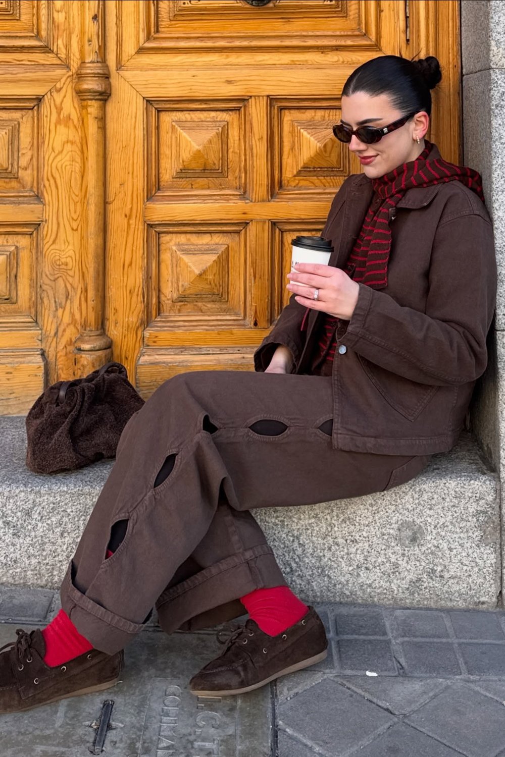 @daniellelacosteblog in Le Specs Work It Sunglasses - Dark Tort