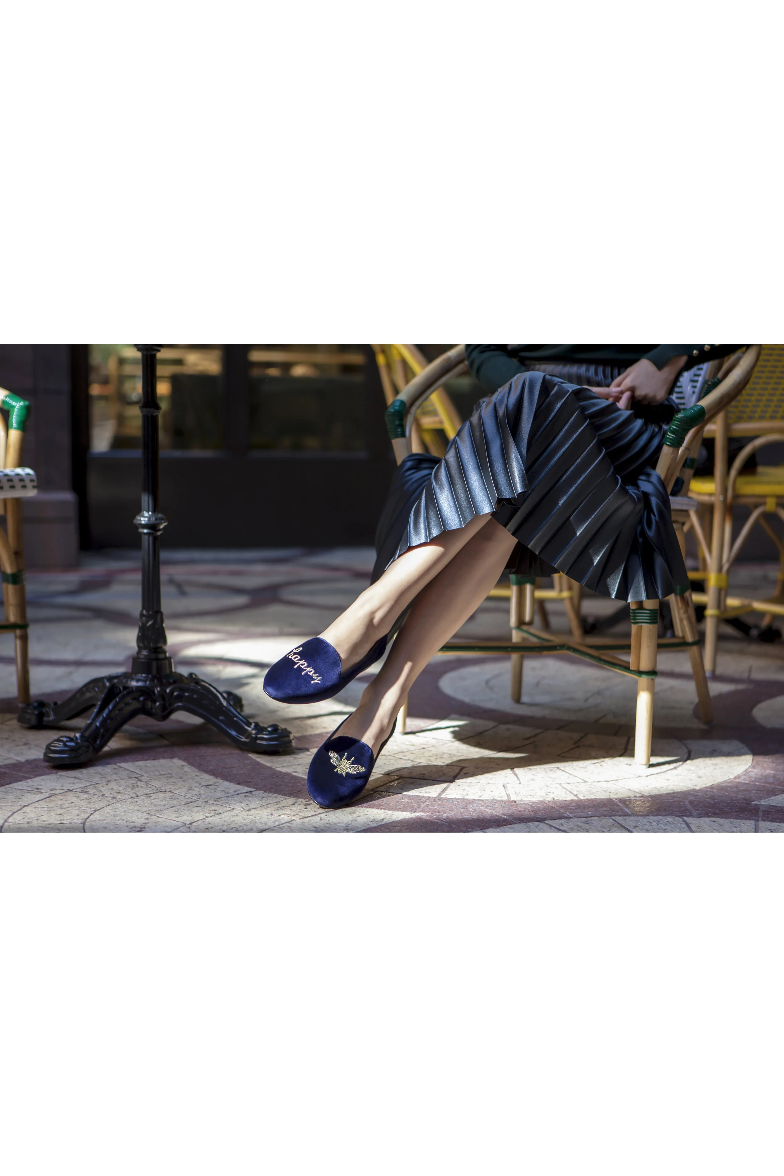 Jon Josef Gatsby Bee Happy Smoking Slippers - Blue Velvet