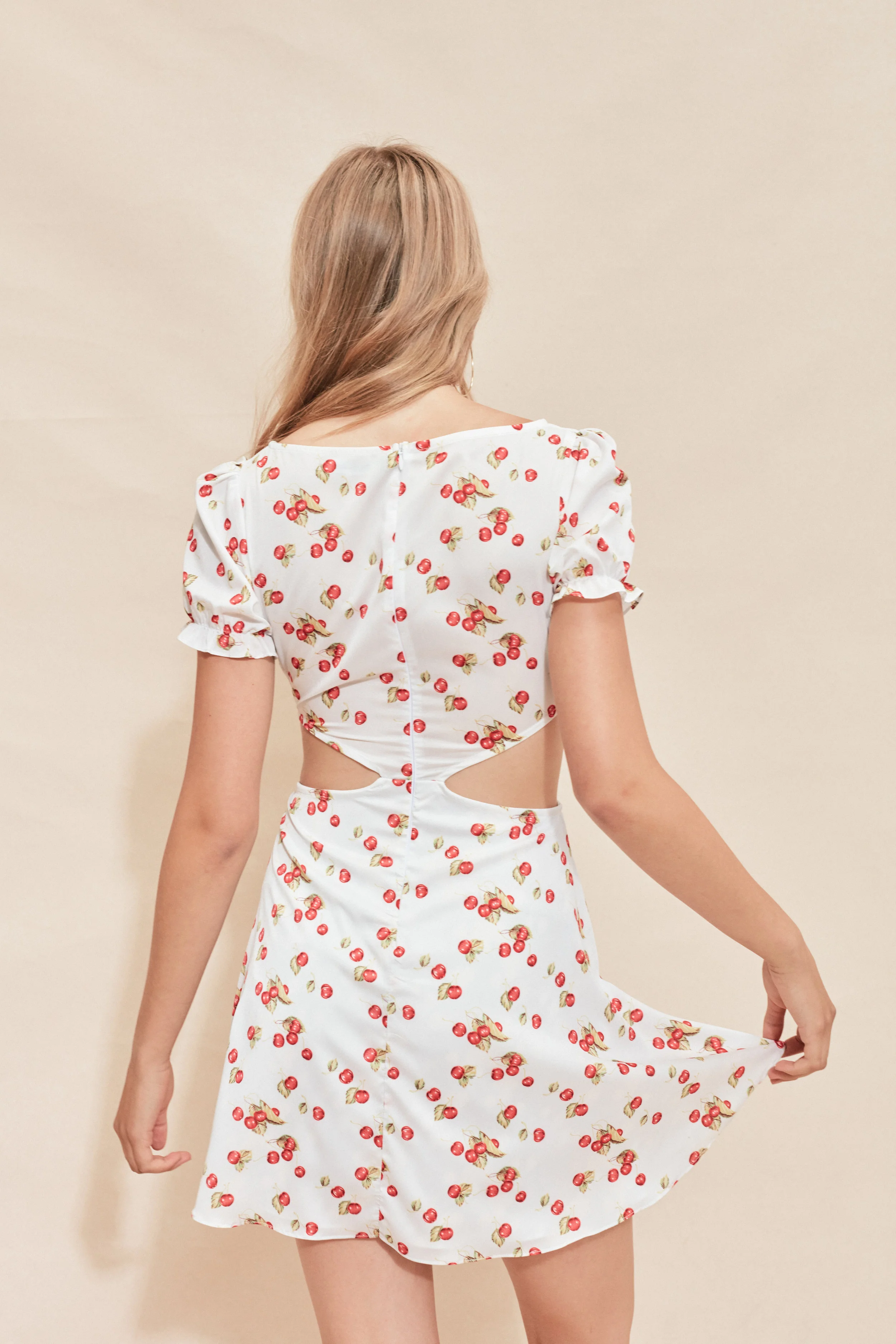 For Love & Lemons Cherry Waist Cut Out Dress - Creme