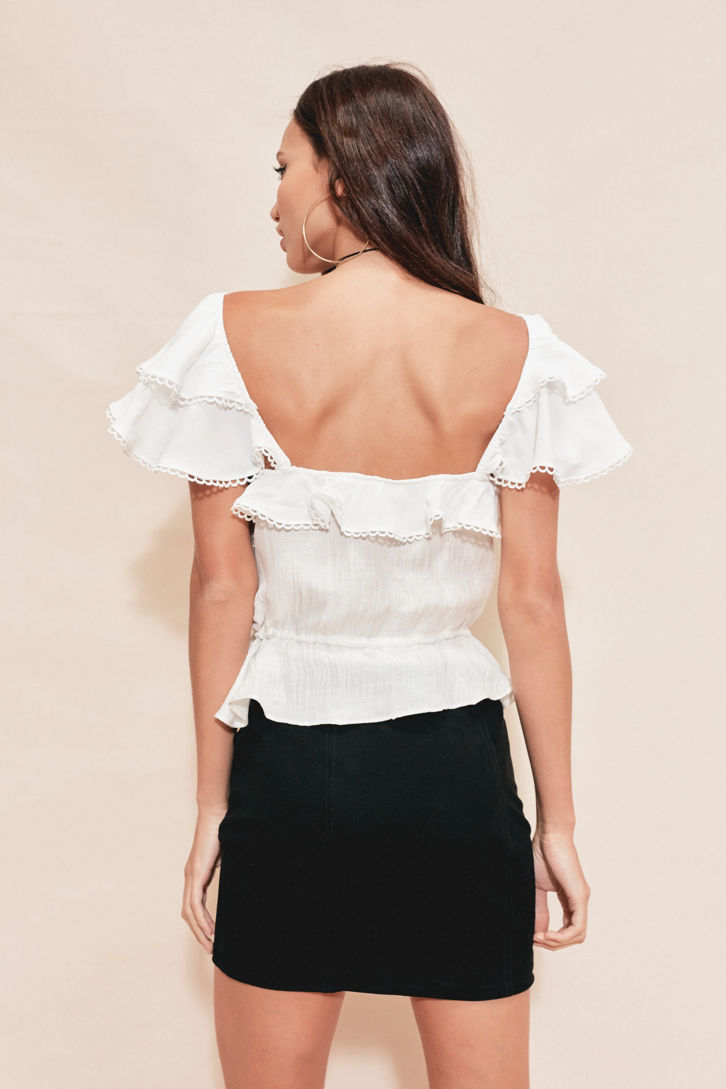 For Love & Lemons Crema Silk Blouse