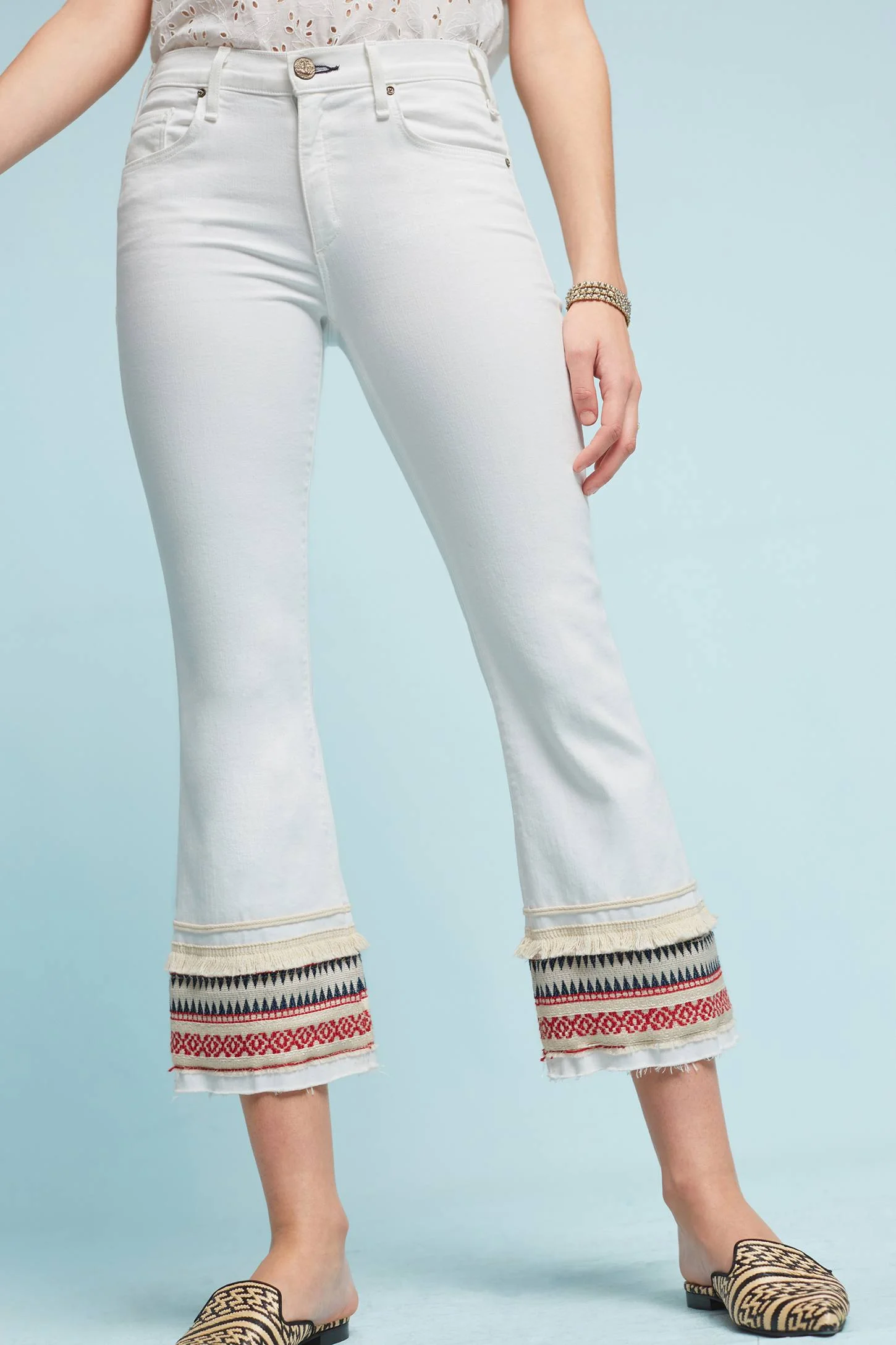 McGuire Ambrosio Mid-Rise Embroidered Cropped Boot Jeans