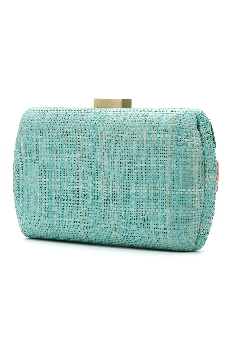 SERPUI Elza Tucan Embroidery Straw Clutch - Turquoise