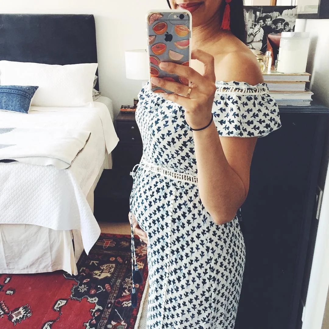Shaheen Khan of @lowstoluxe in Saylor Juliette Off The Shoulder Maxi Dress With Tassels