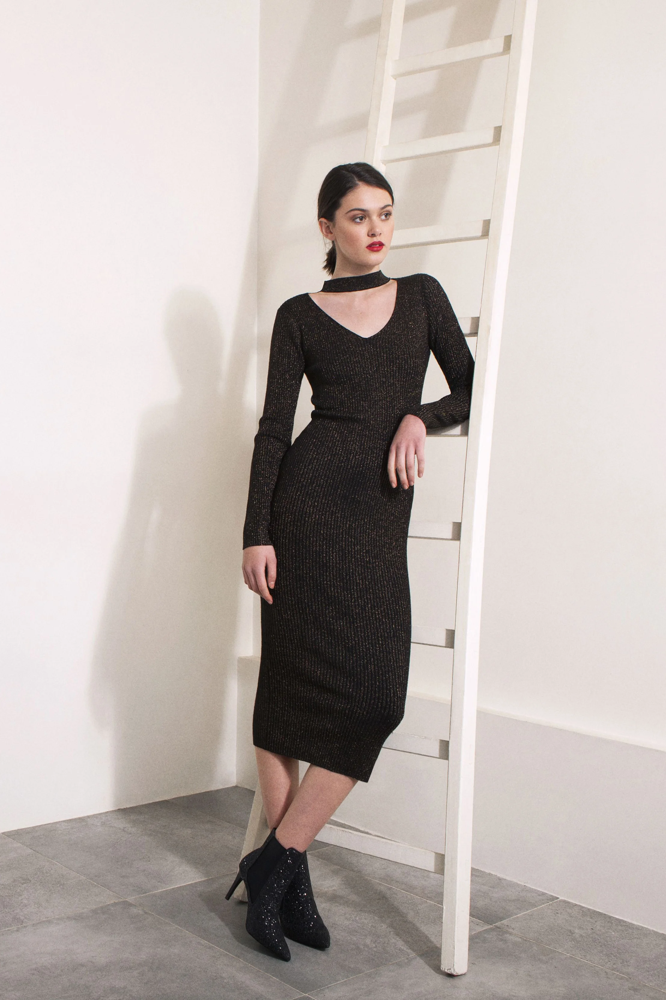 Deby Debo Idryss Metallic Knit Bodycon Dress