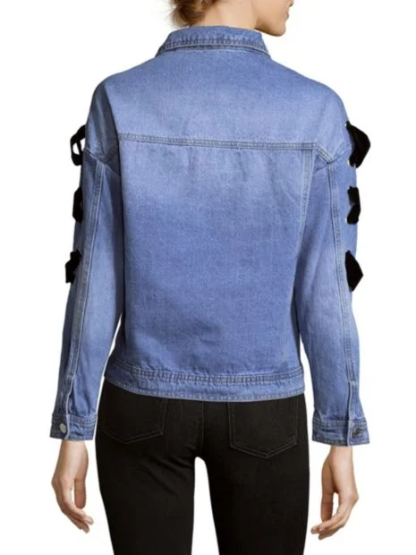 Endless Rose Denim Jacket With Bow Detail At Sleeves