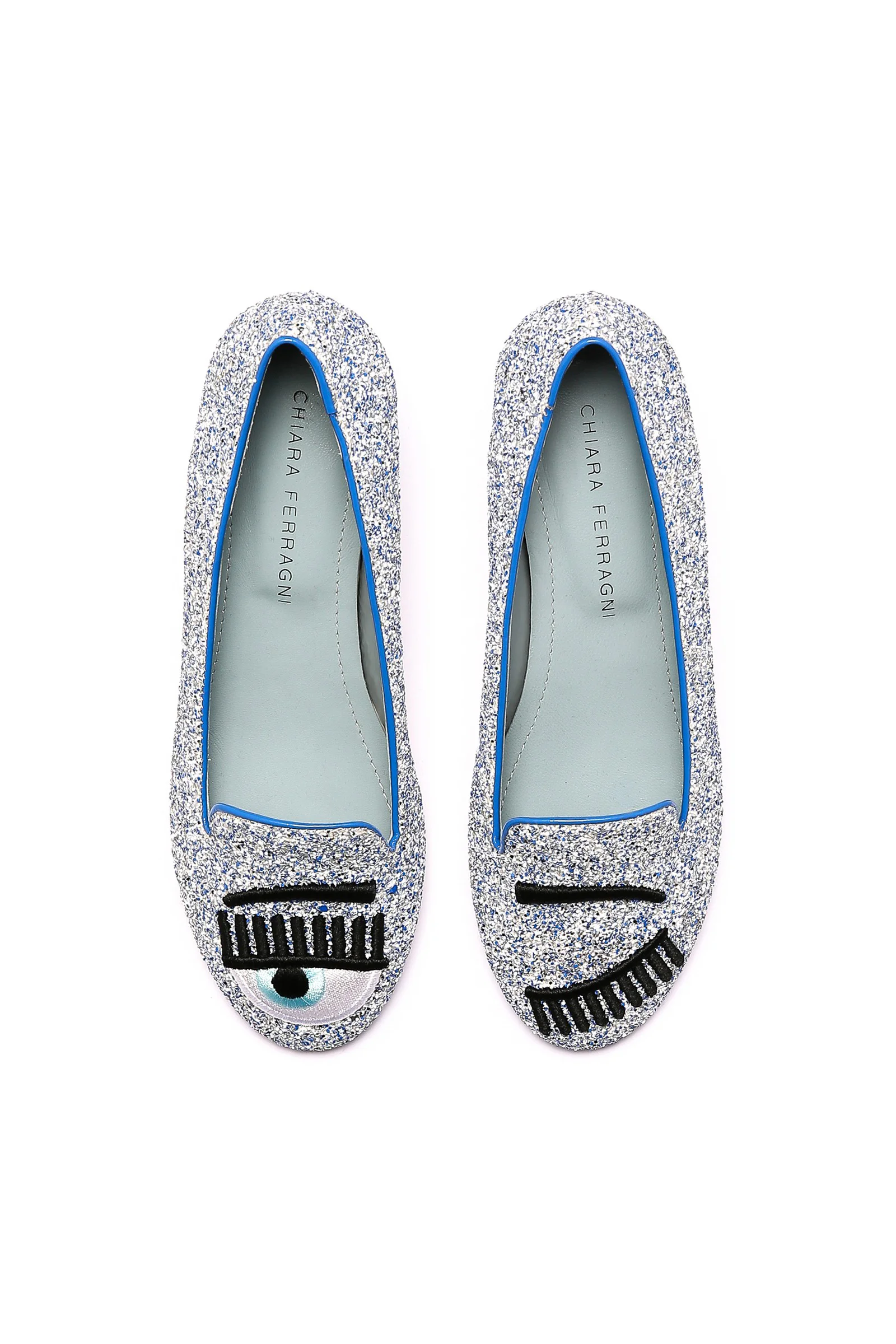Chiara Ferragni Flirting ballerinas Glitter Loafers - Silver/ Blue