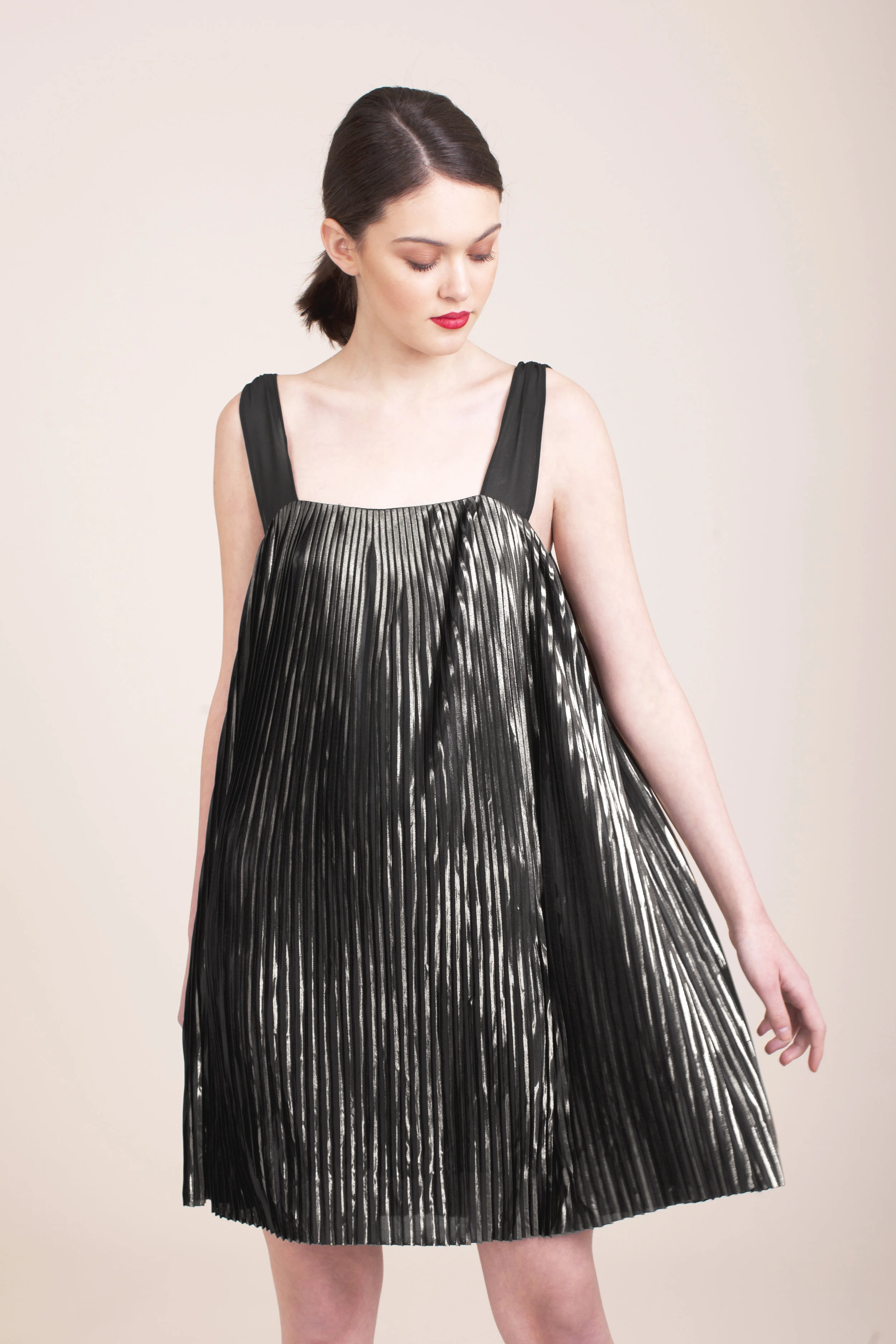 Deby Debo Gold Obsession Metallic Pleated Dress - Silver