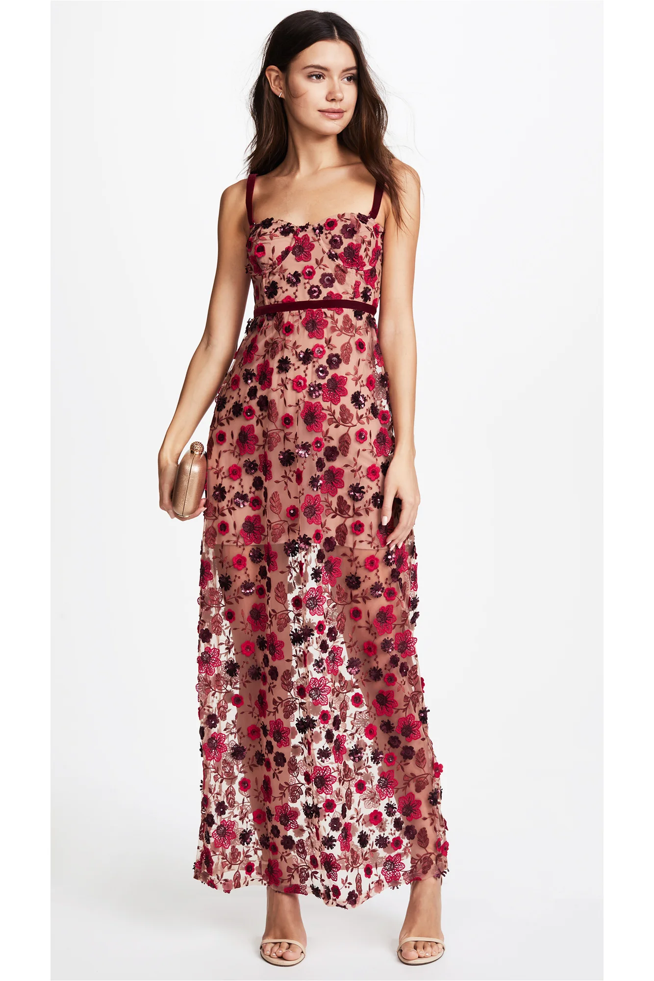 For Love & Lemons Beatrice Strappy Floral Maxi Dress - Bouquet
