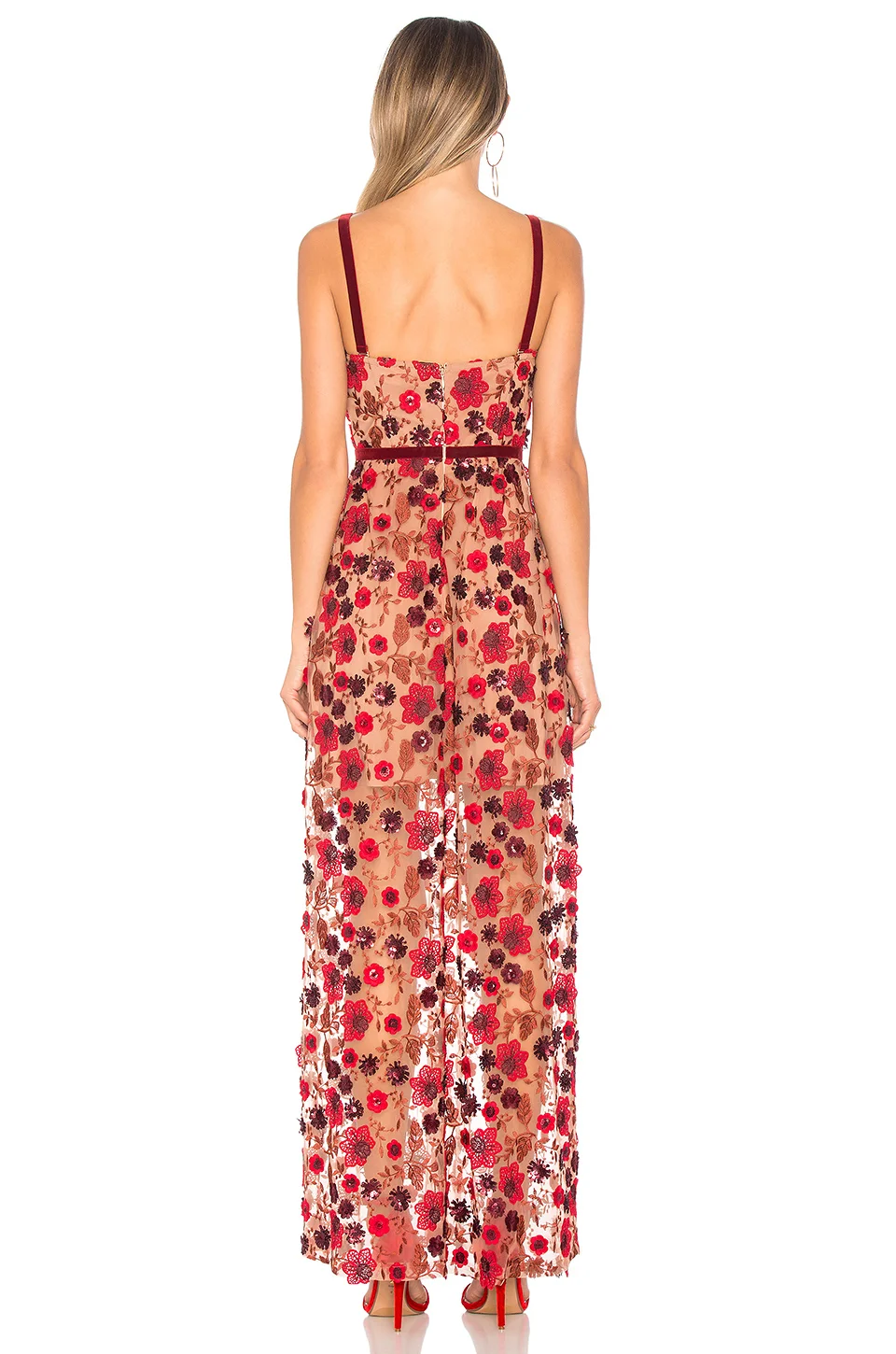For Love & Lemons Beatrice Strappy Floral Maxi Dress - Bouquet