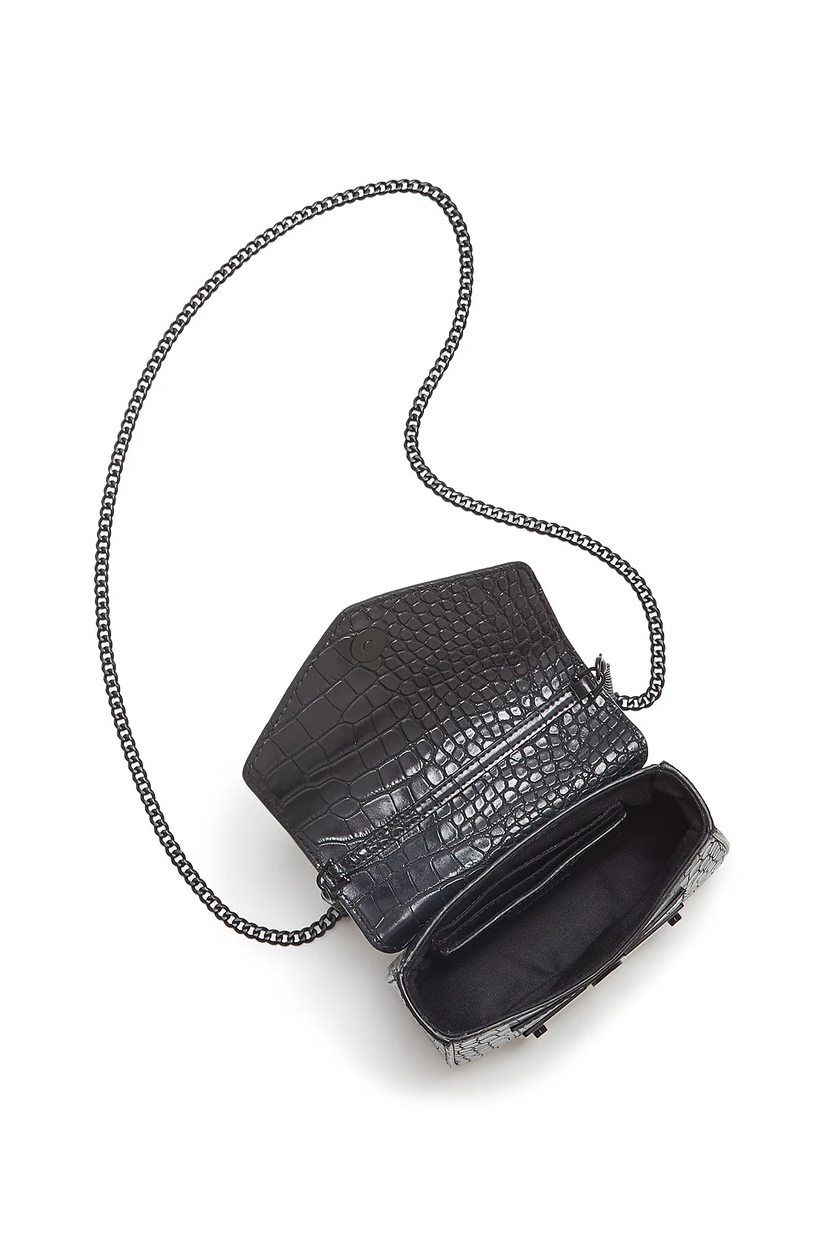 Nasty Gal Ring Leader Croco Embossed Crossbody Bag