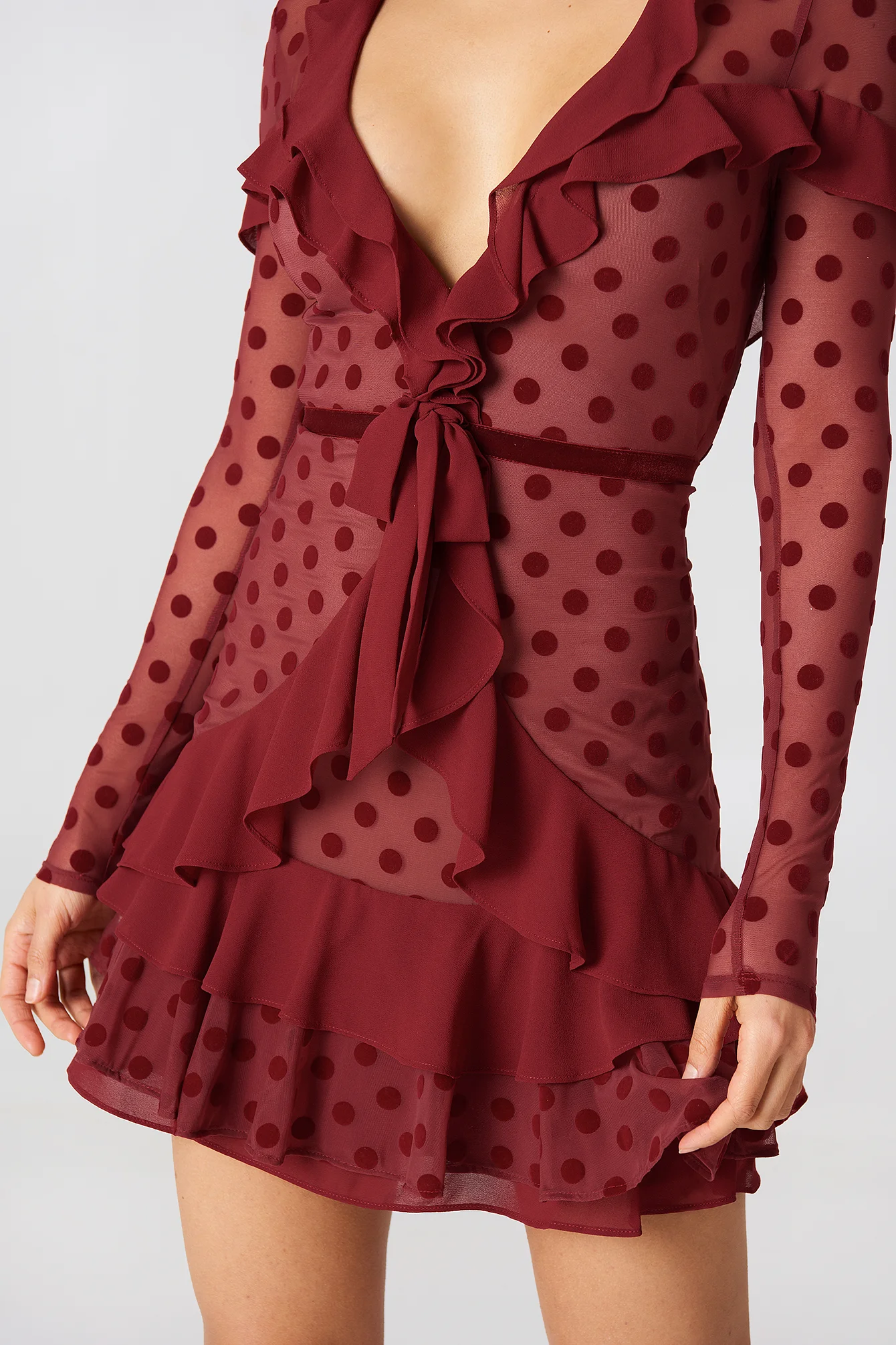 For Love & Lemons Dotty Mini Dress - Berry Dot