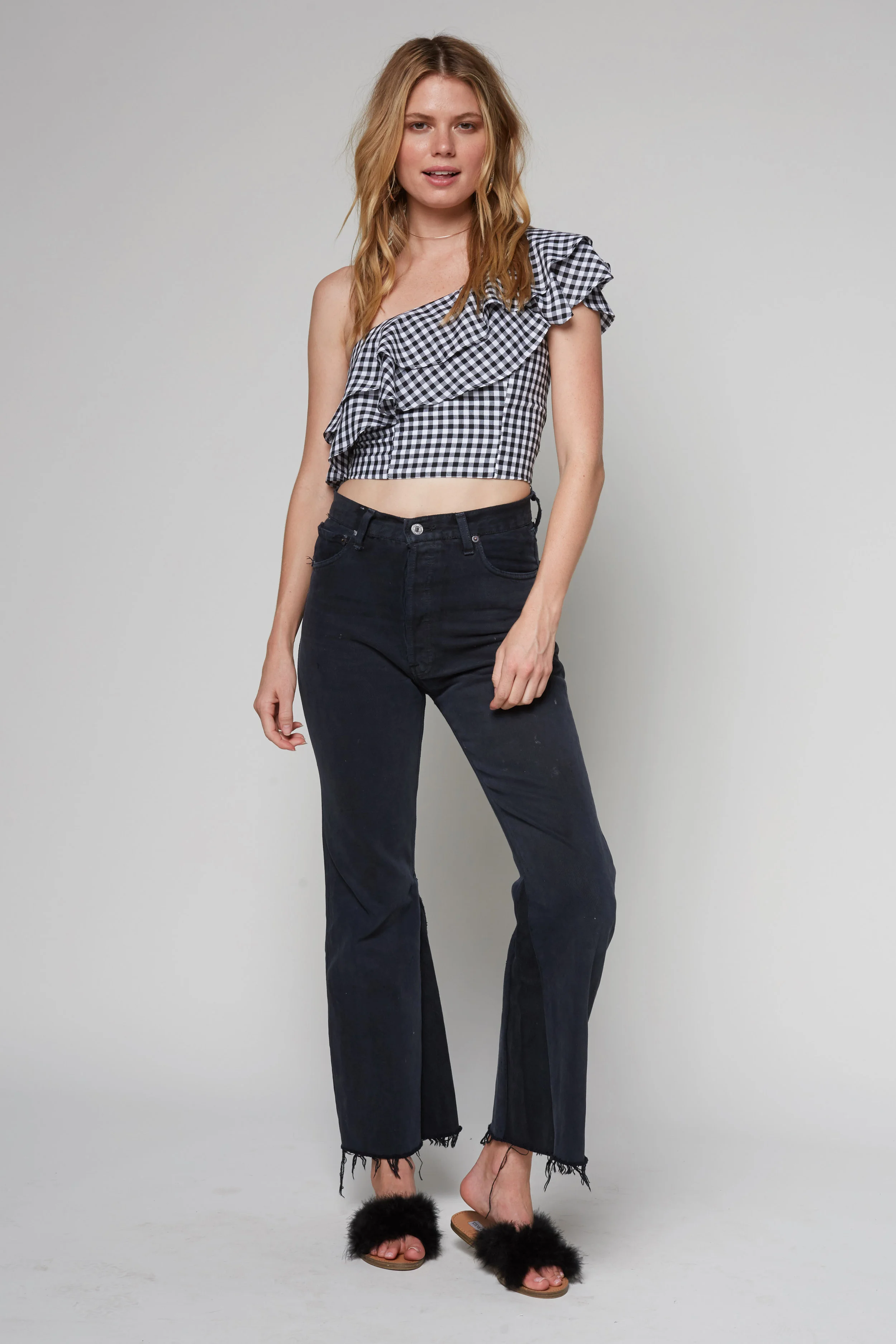 Flynn Skye Claire One Shoulder Crop Top - Check Me Out