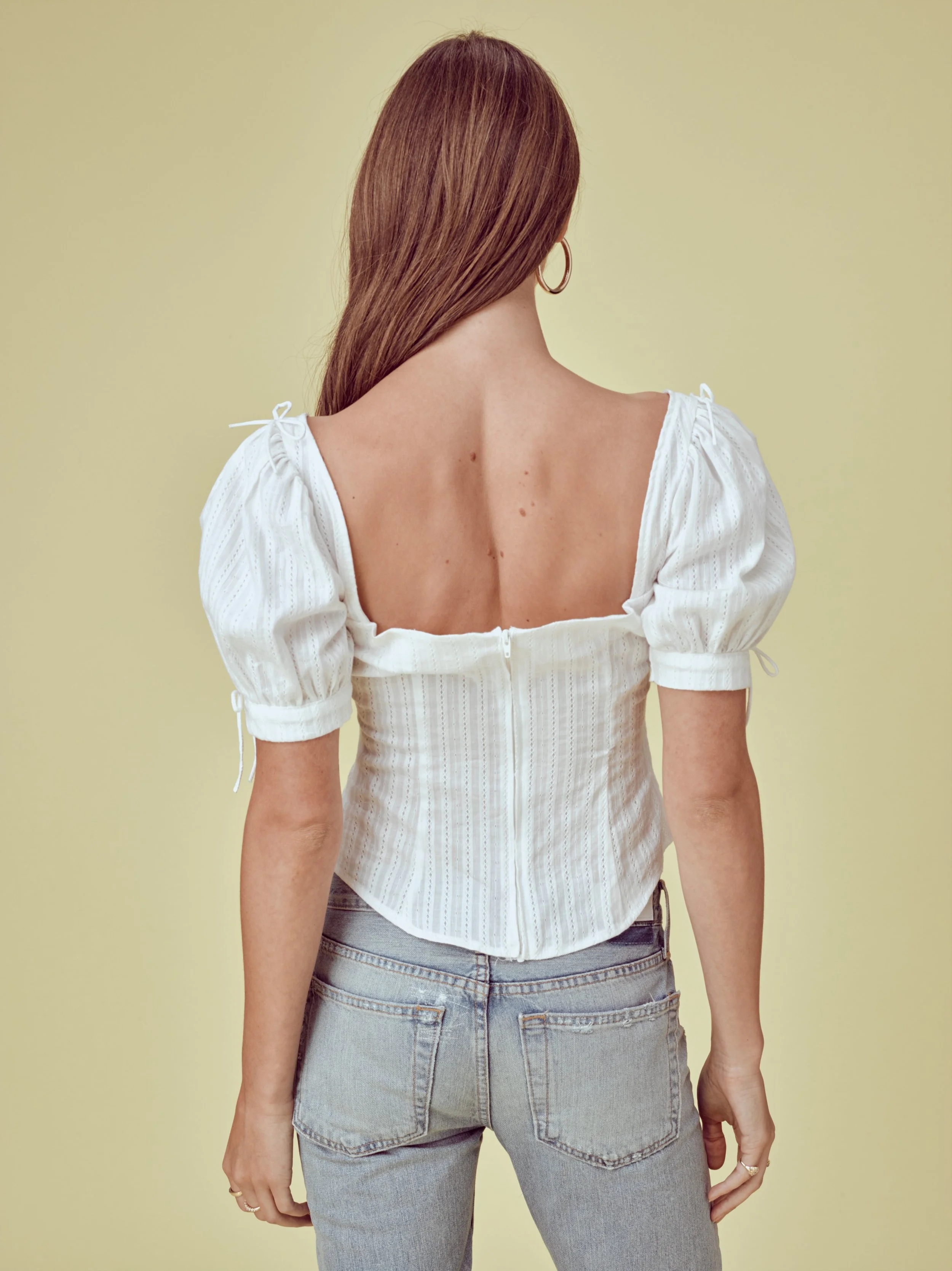 For Love & Lemons Anabella Lace Up Blouse