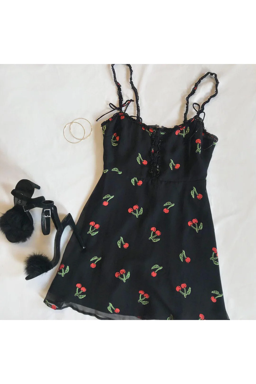 For Love & Lemons Cherry Twist Tank Mini Dress