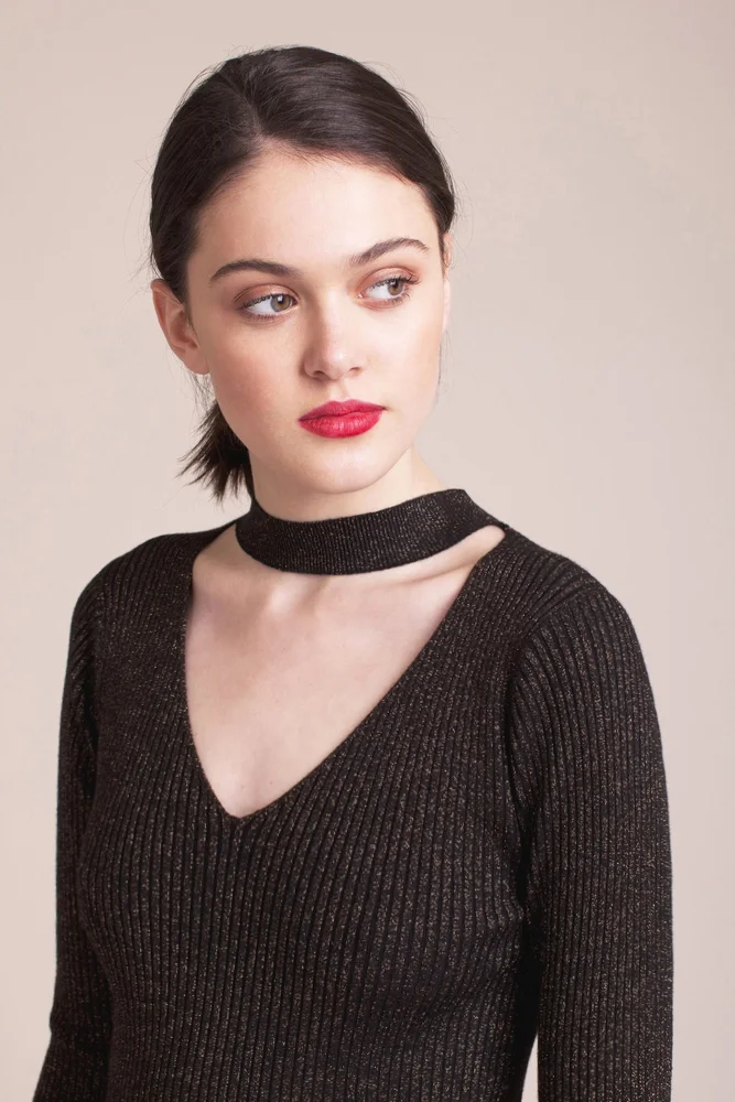 Deby Debo Idryss Metallic Knit Bodycon Dress