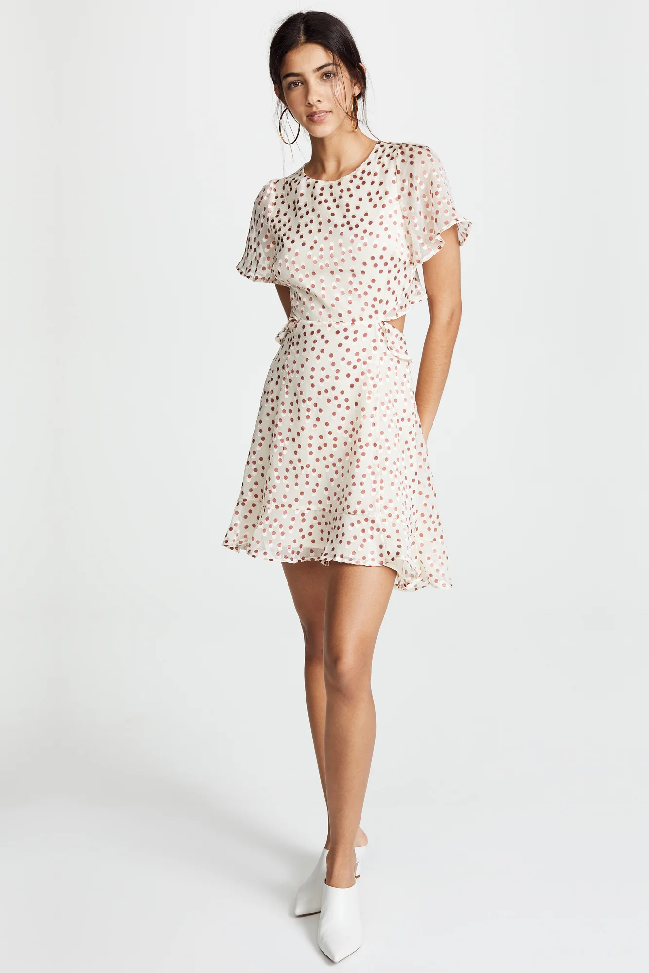 ASTR Elsie Burnout Polka Dot Open-Back Dress