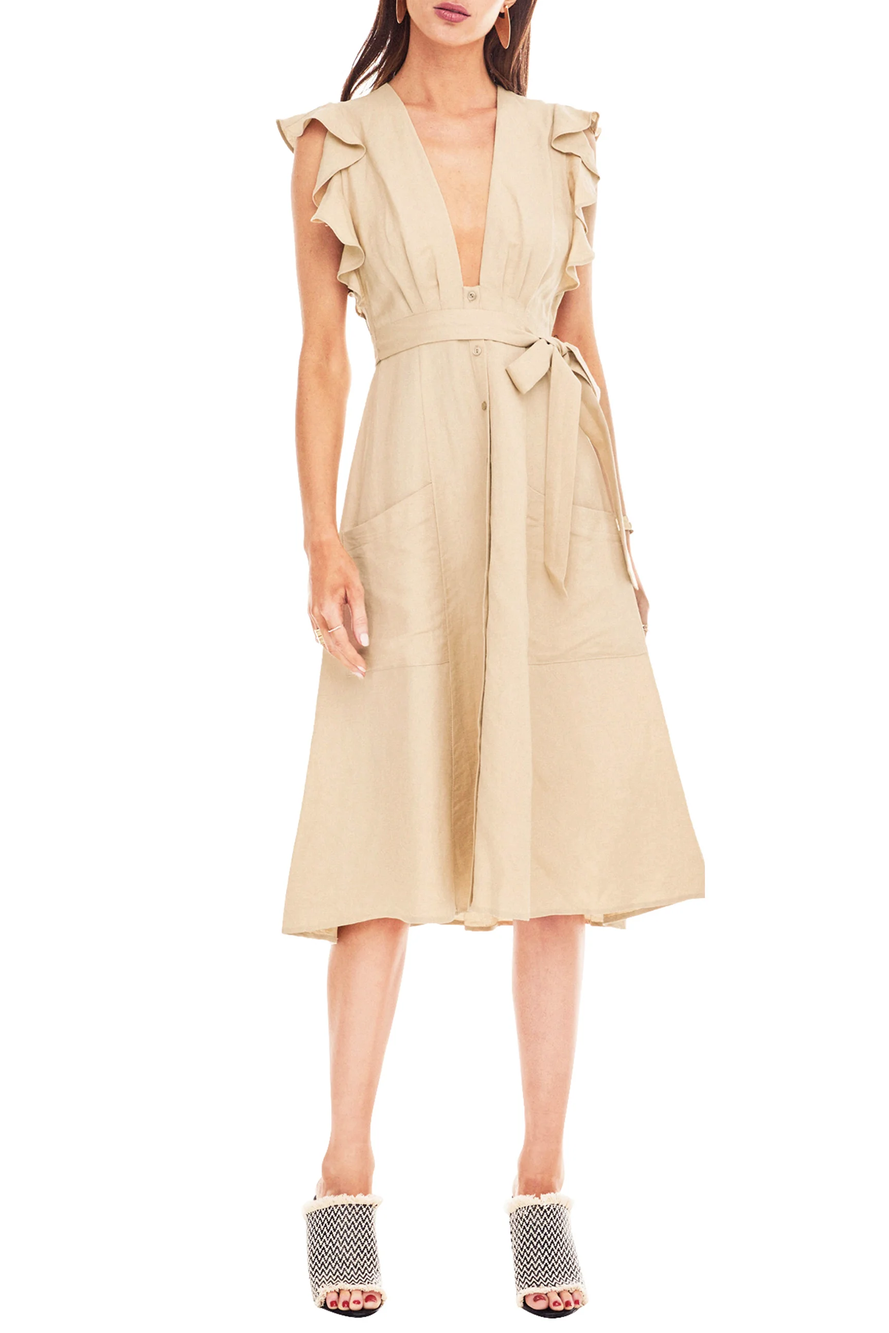 ASTR the Label Carolina Button-Front Midi Dress