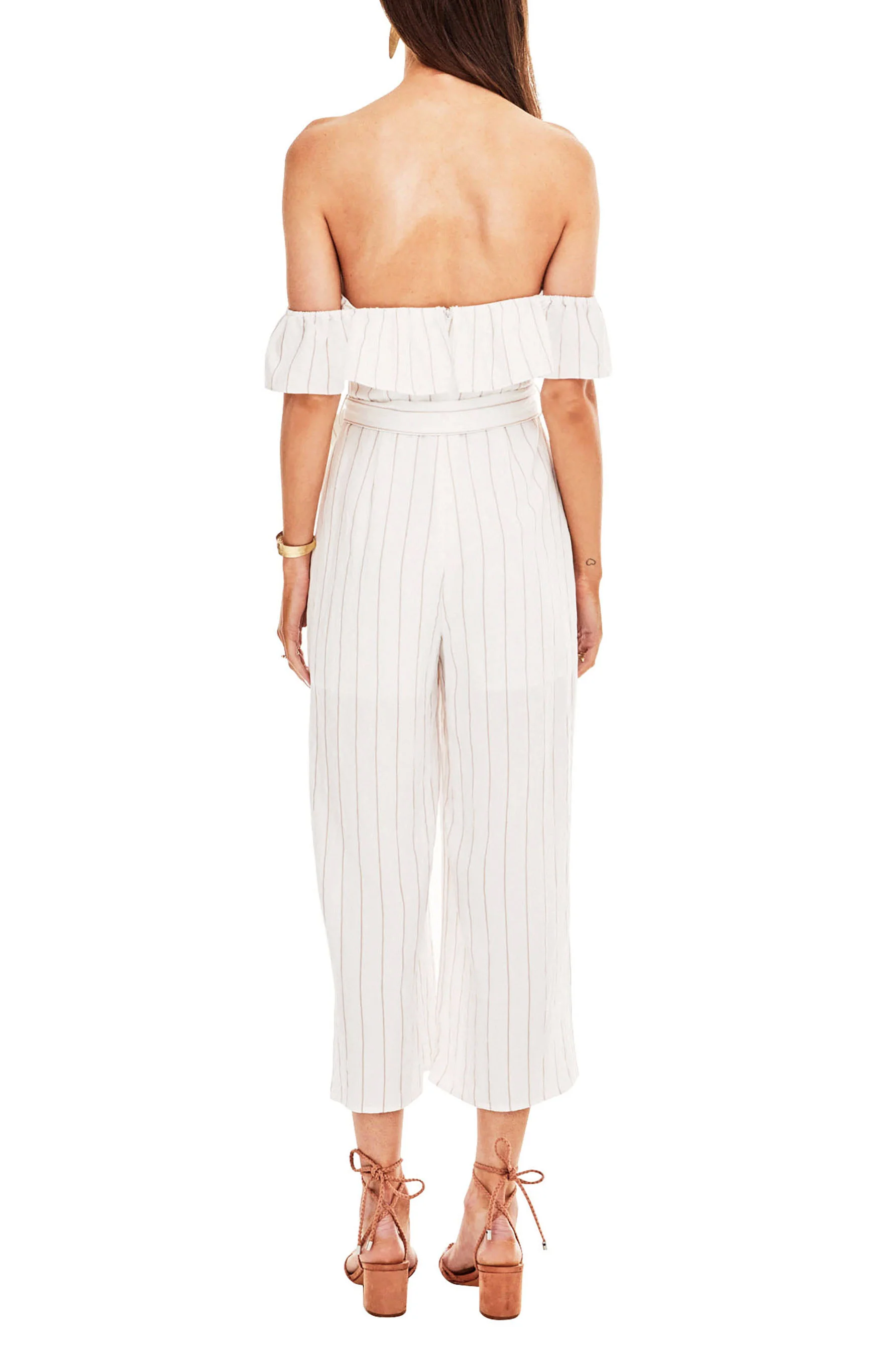 ASTR the Label Keely Off The Shoulder Striped Jumpsuit