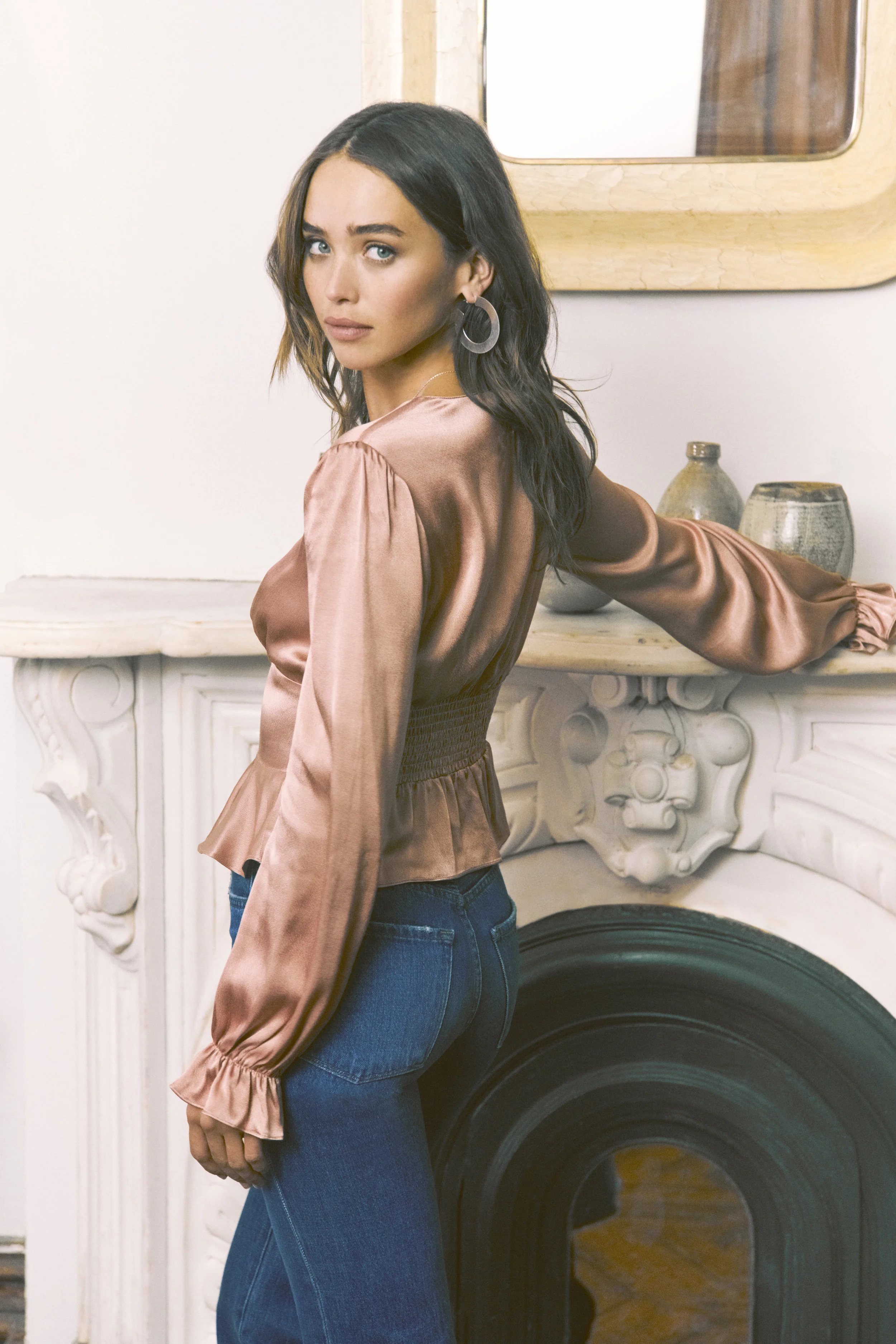 Saylor Luisa Satin Peplum Blouse