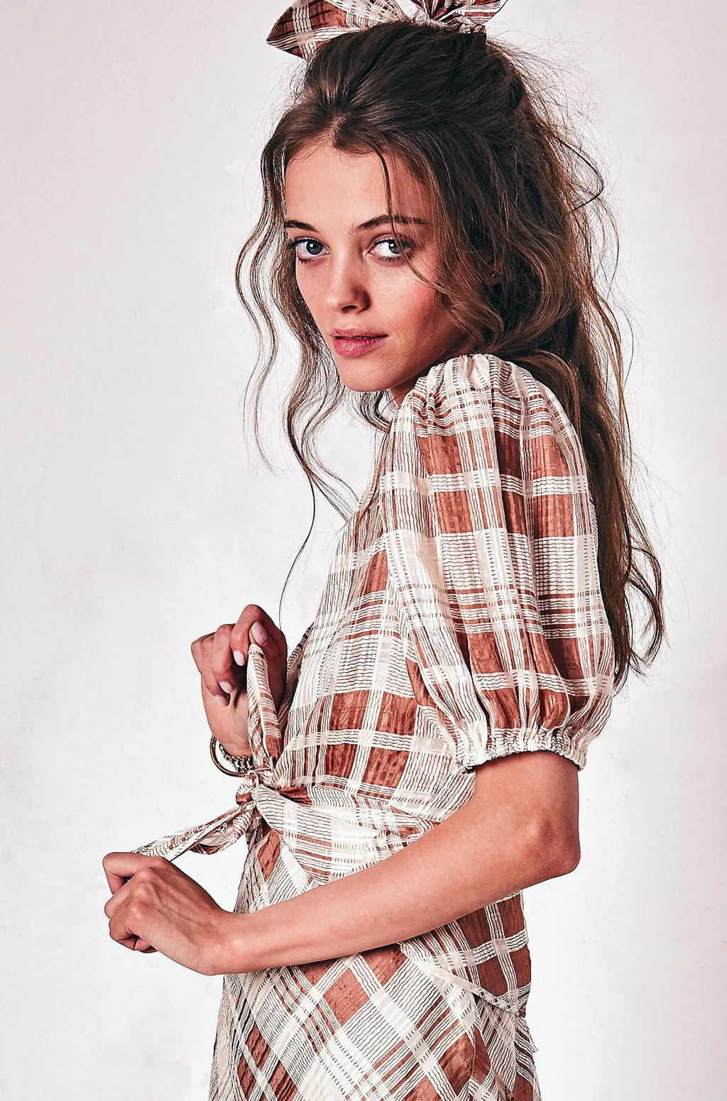 LoveShackFancy Jordan Plaid Top - Acorn