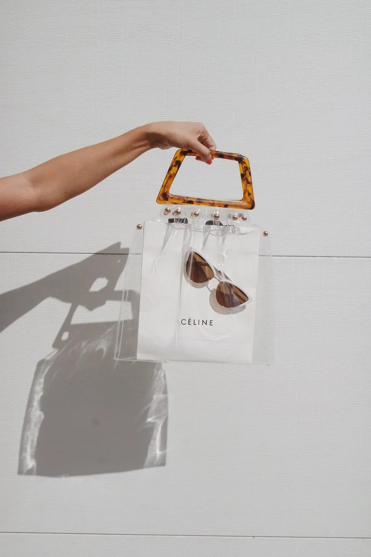 IMWIM Transparent Vinyl Tortoiseshell Handle Bag