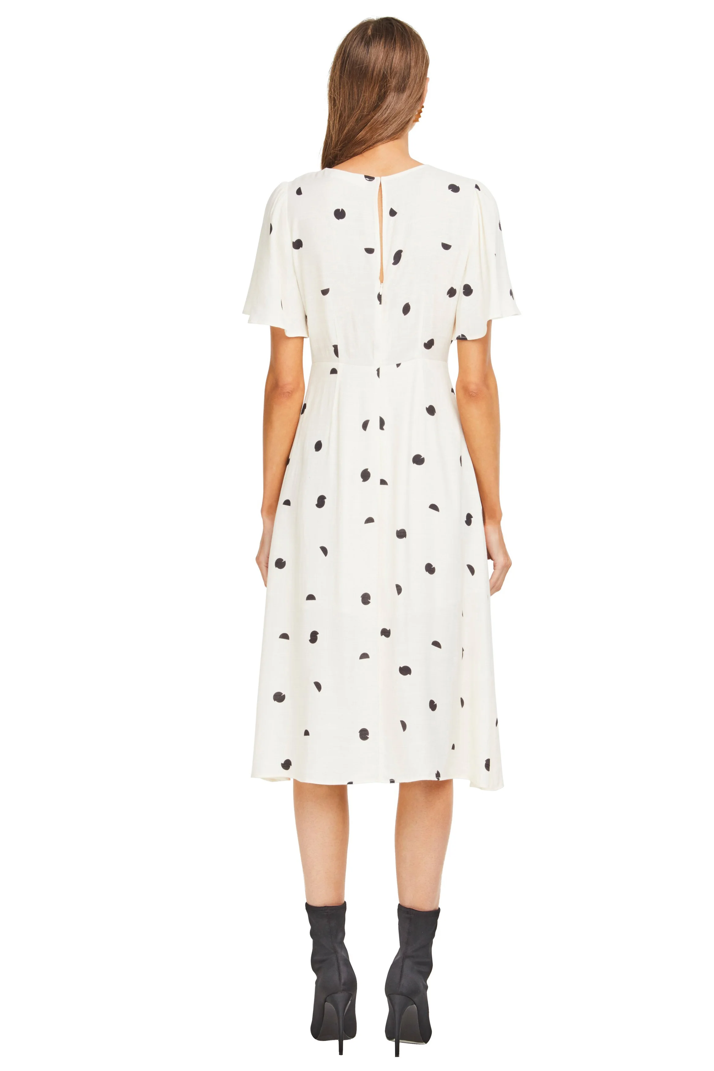 ASTR the Label Ebony Polka Dot Midi Dress - Cream Black Dot